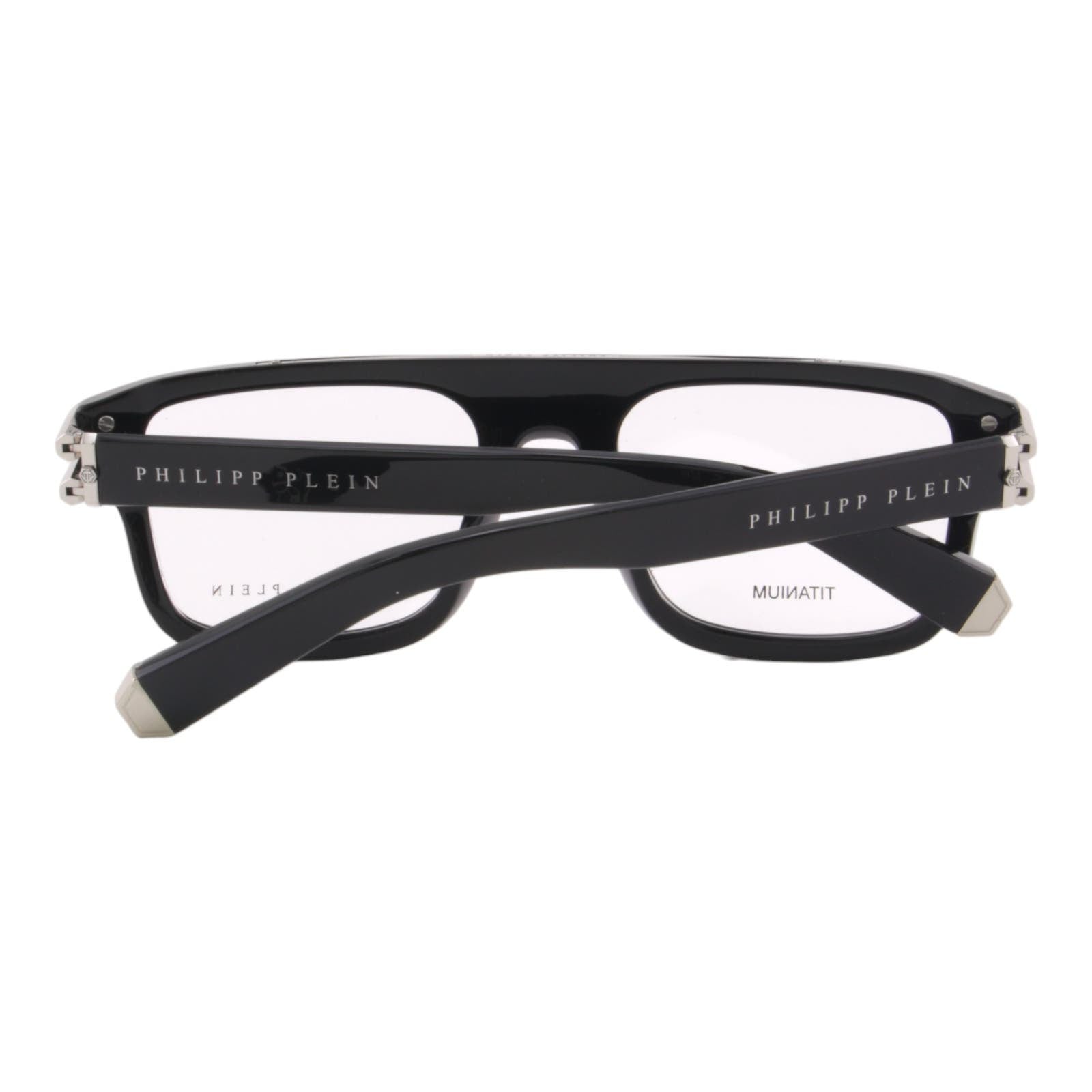 Men Square Glasses VPP021M-700Y Black Optical Frame Silver Titanium