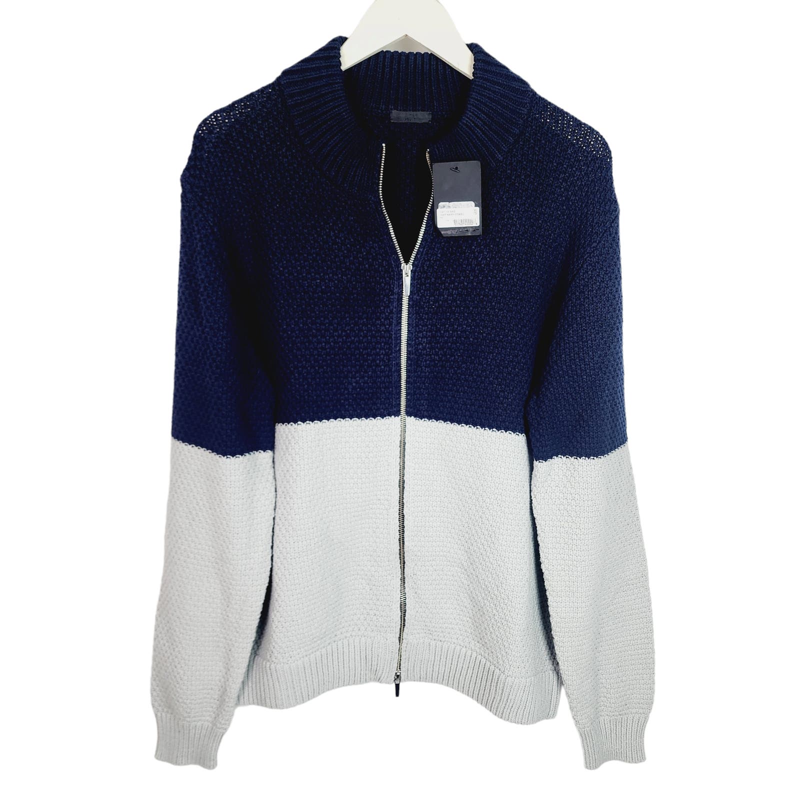 ATM Men Sweater US XXL Navy Blue Mock Neck Zip Up Cardigan Jacket