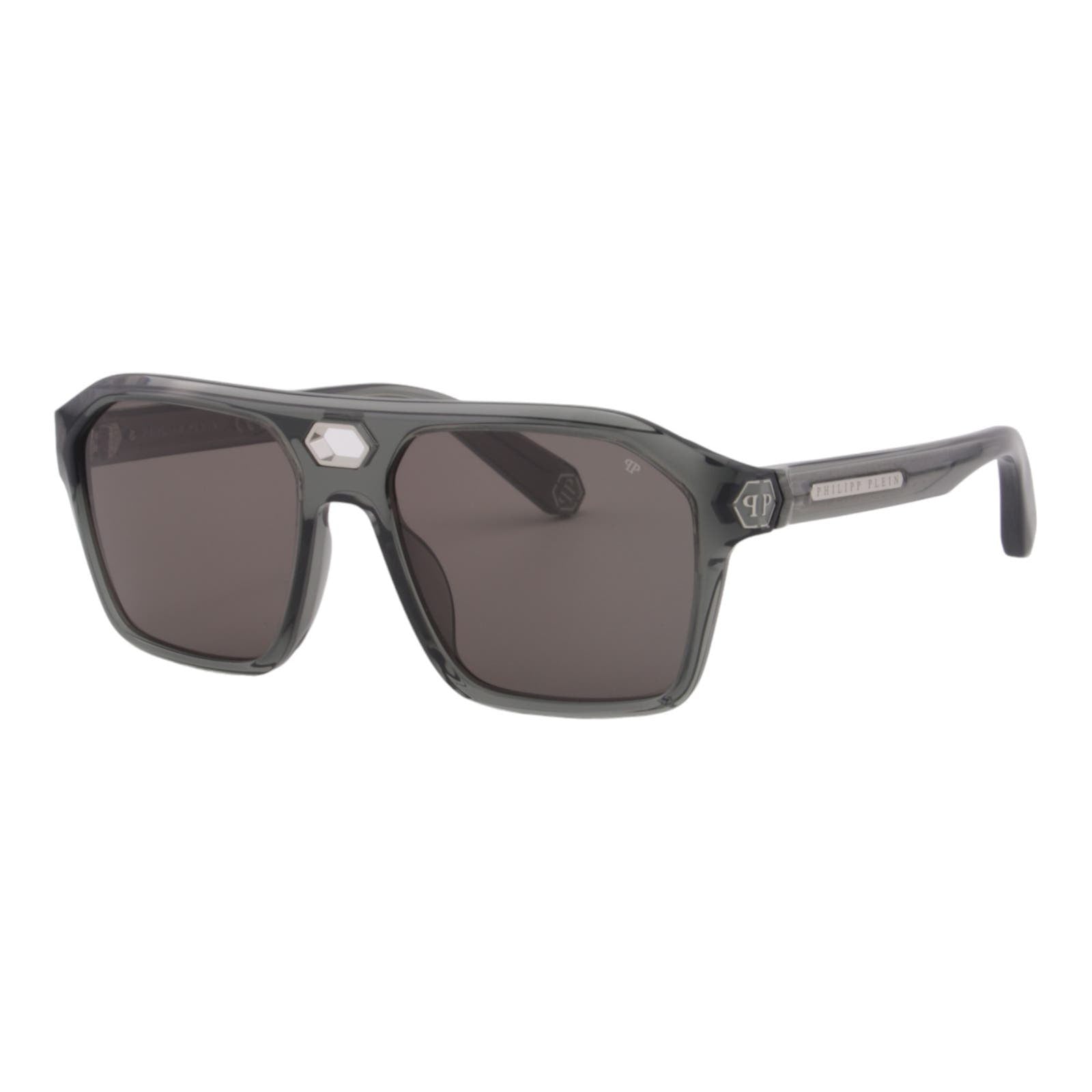 Men Square Sunglasses SPP072M-09RM Transparent Green Frame