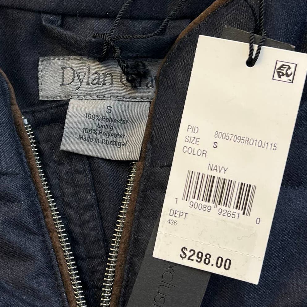 Dylan Gray Men Navy Blue Sleeveless US S  Jacket Full-Zip Vest