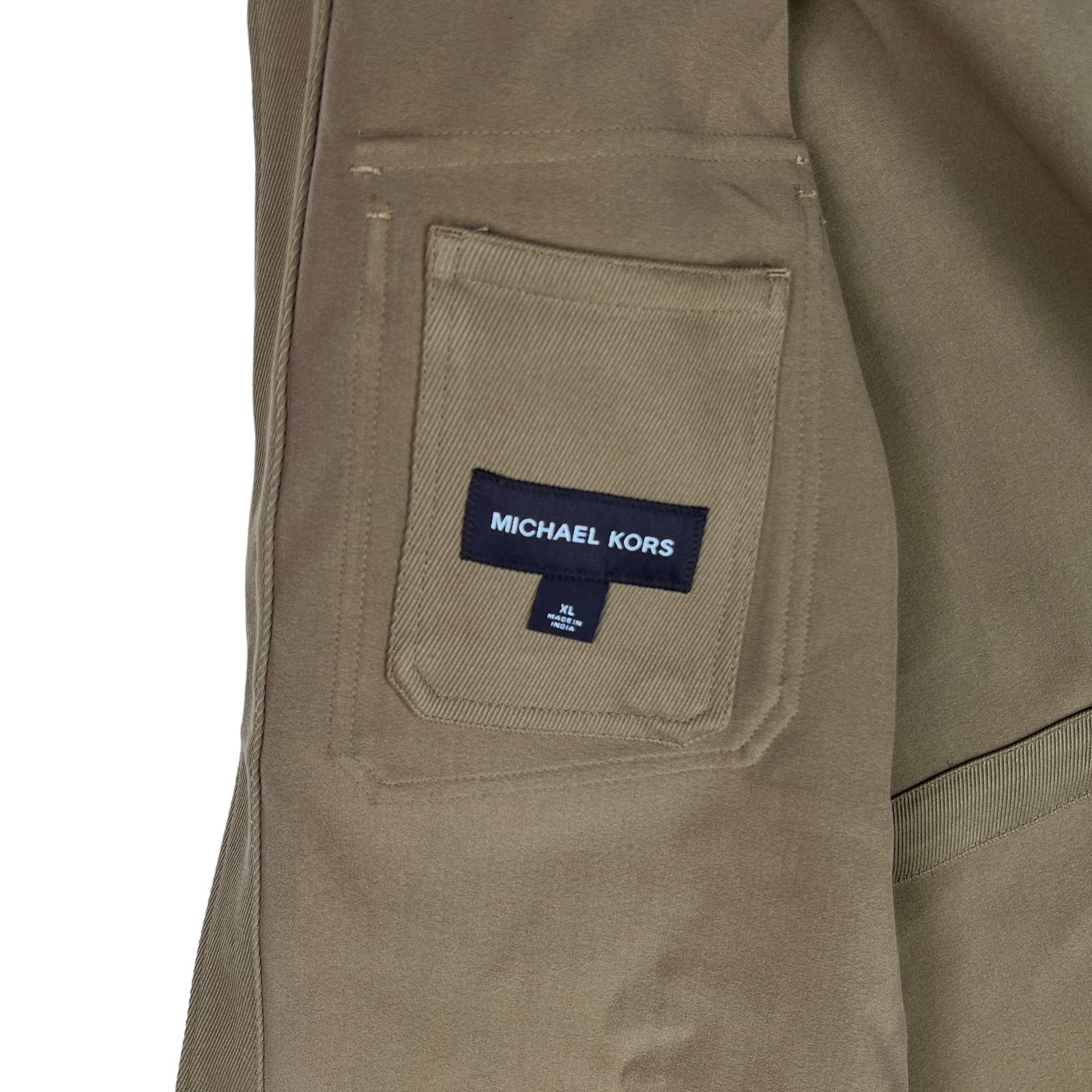 Michael Kors Men Olive Brown Coat US XL Long Sleeve Stretch