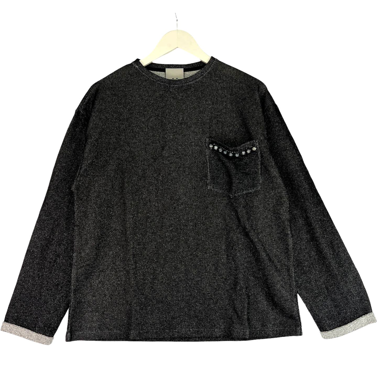 Jijil Women Nero Black Metallic Crew Neck EU 44 Long Sleeve Sweatshirt