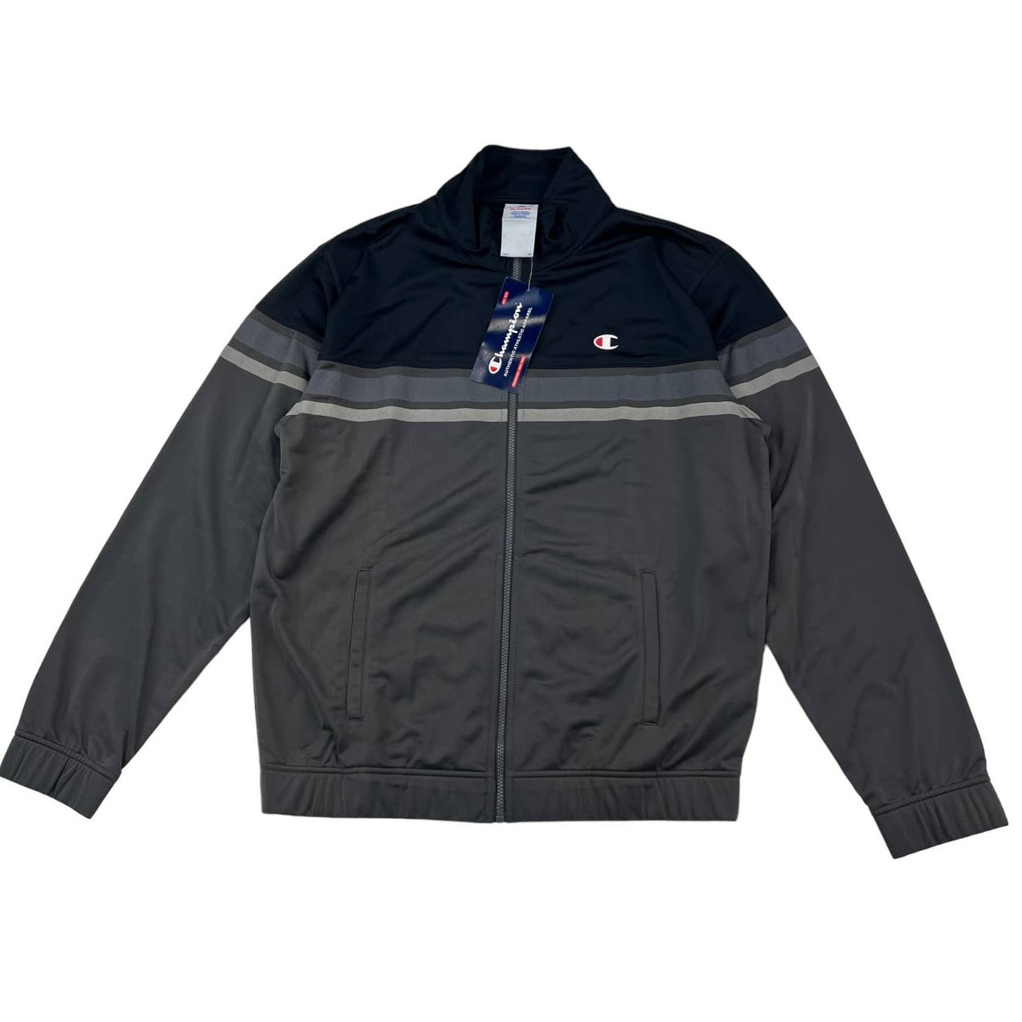 Champion Men Grey Full Zip Jacket US XL Sport Casual Long Sleeve