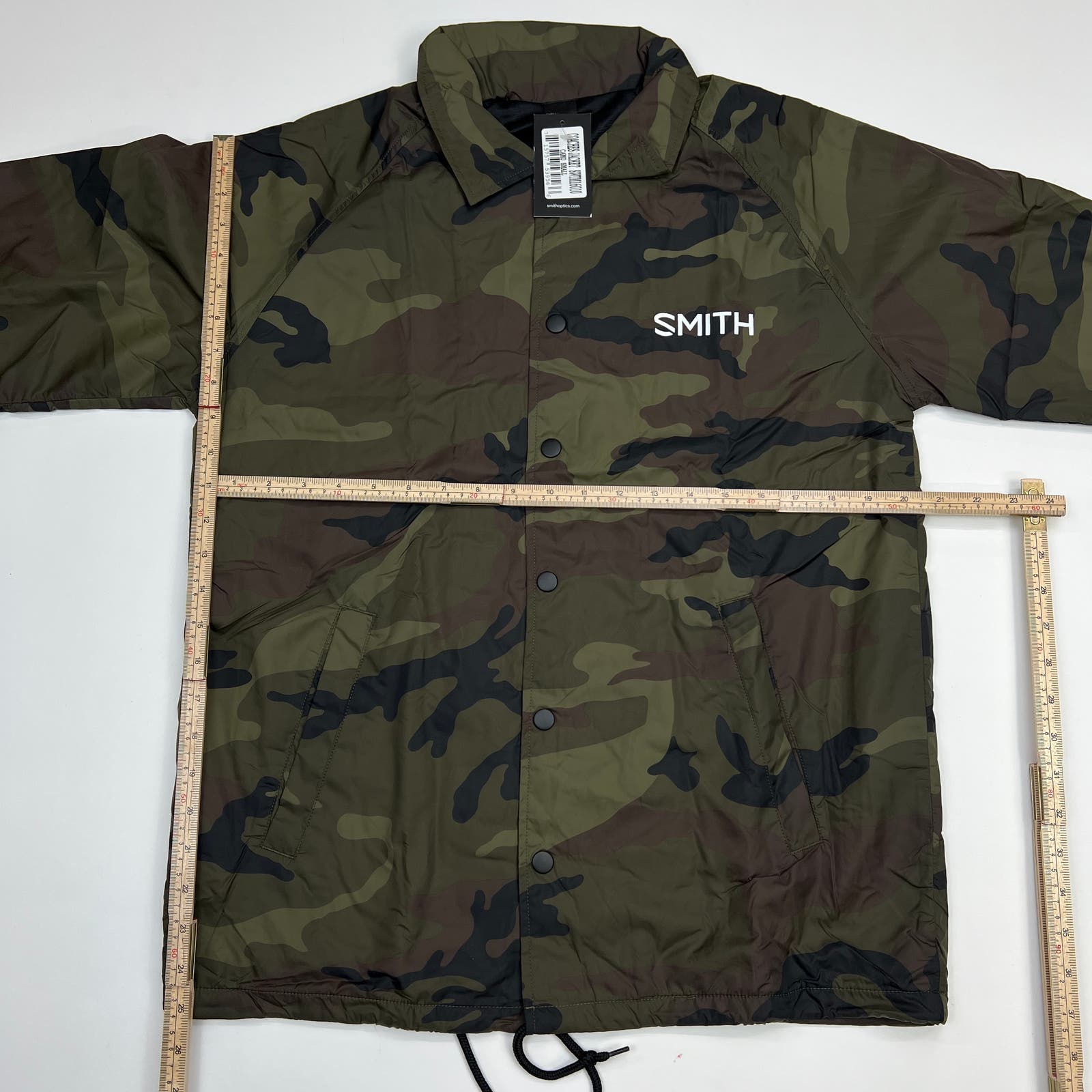 Smith Men Coaches Jacket US S Snap Front Olive Camo Windbreaker Beimar