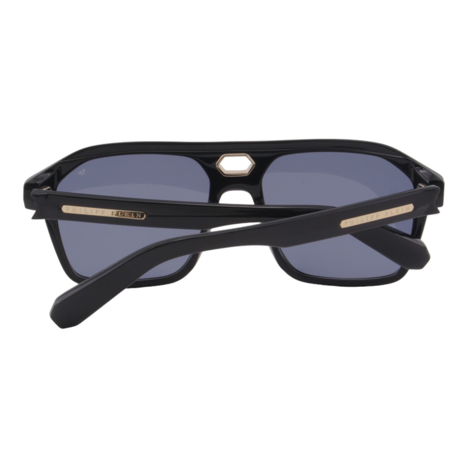 Men Designer Sunglasses SPP072M-0700 Black Square Frame Blue Lens