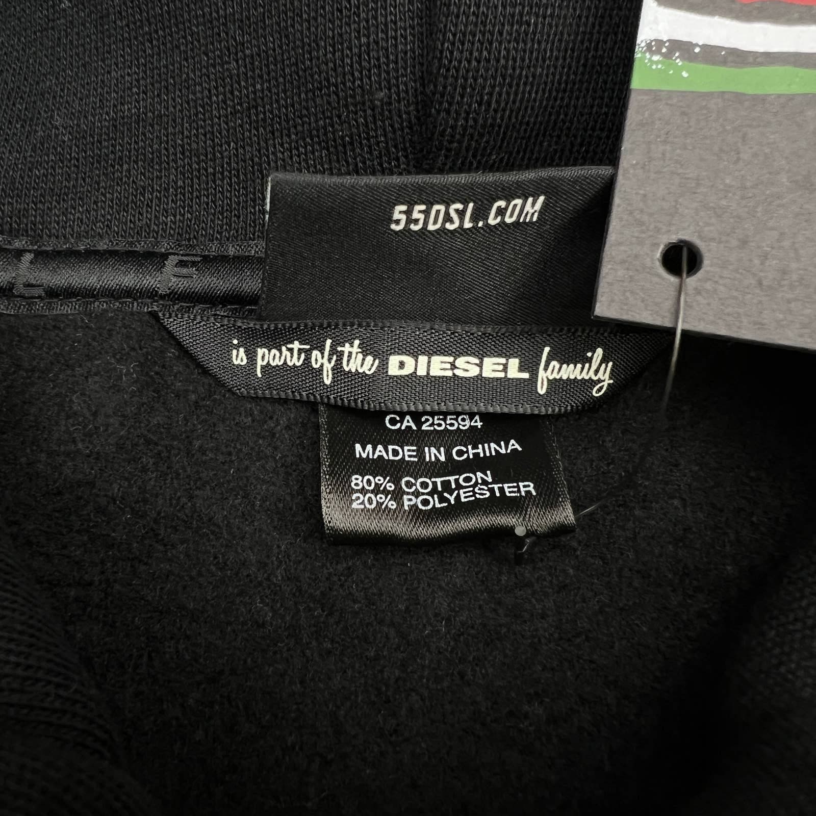 FiftyFiveDSL by Diesel Men Black Hoodie US L Sweatshirt Fowdown