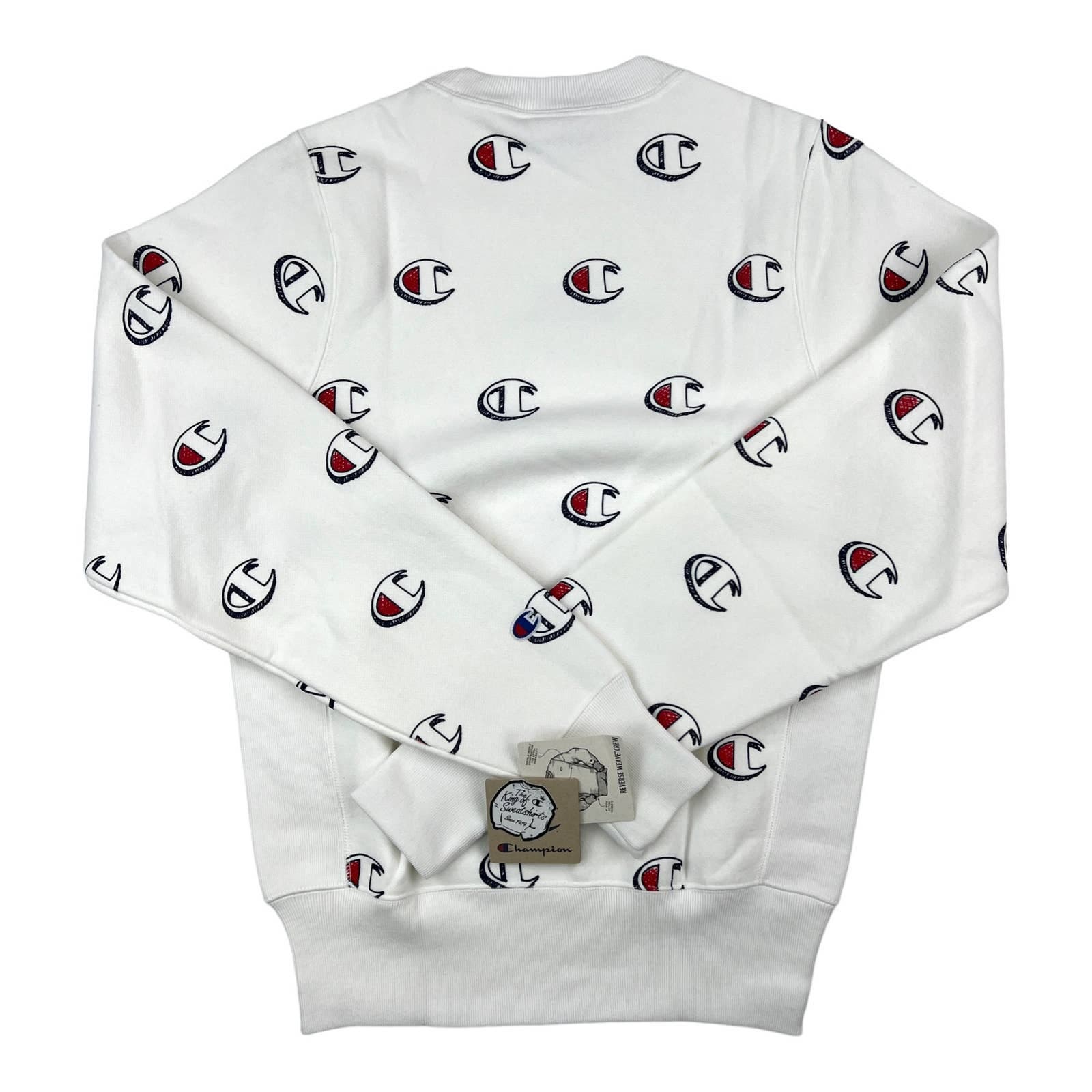Champion Men White Sweatshirt US XS Long Sleeve Crew Neck