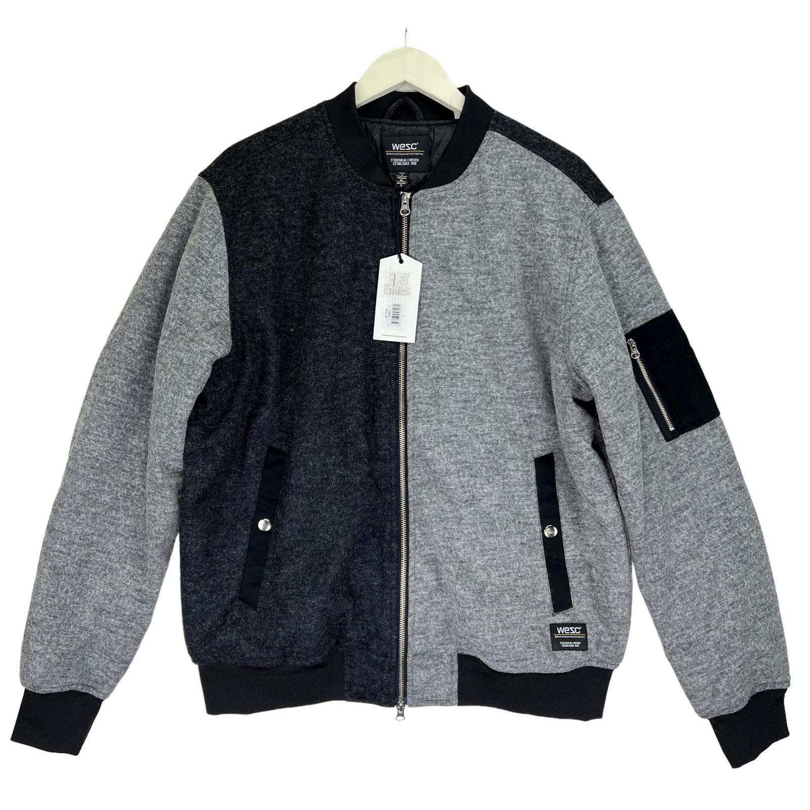 WESC Multi Gray US Men XL / Women XXL Bomber Blocked Flannel Jacket