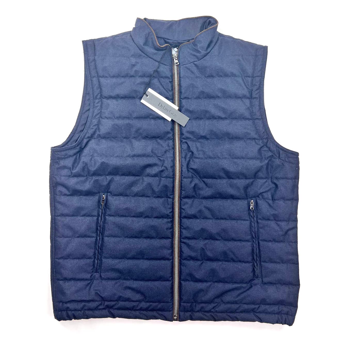 Dylan Gray Men Navy Blue Sleeveless US S  Jacket Full-Zip Vest