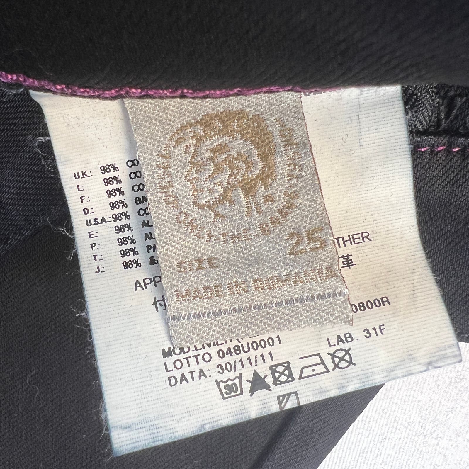 Diesel Livier Women Black Stretch Pants US 25 Super Slim Leggings