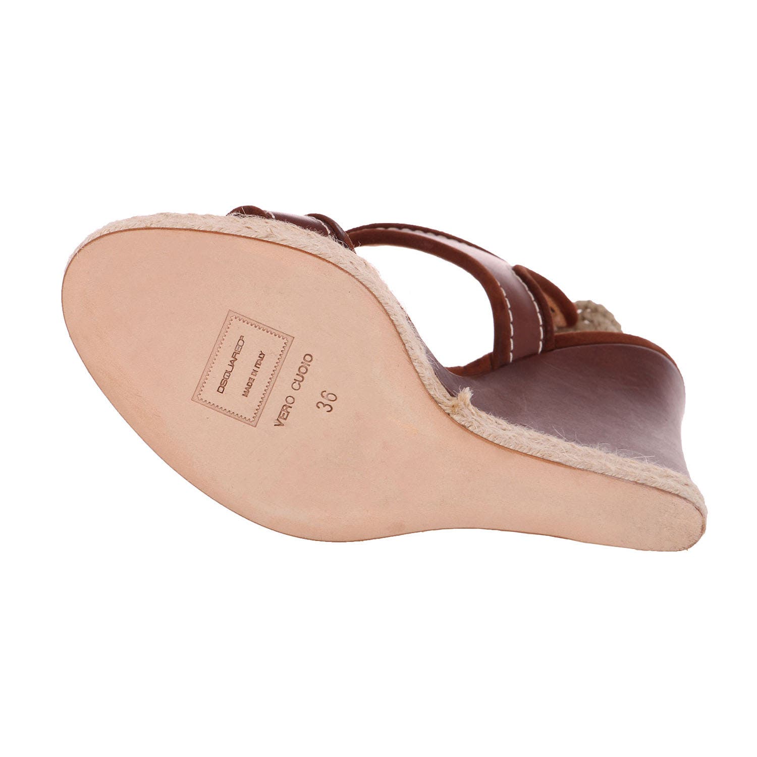 DSQUARED2 Women US 8 Brown Leather Back Laced Wedge