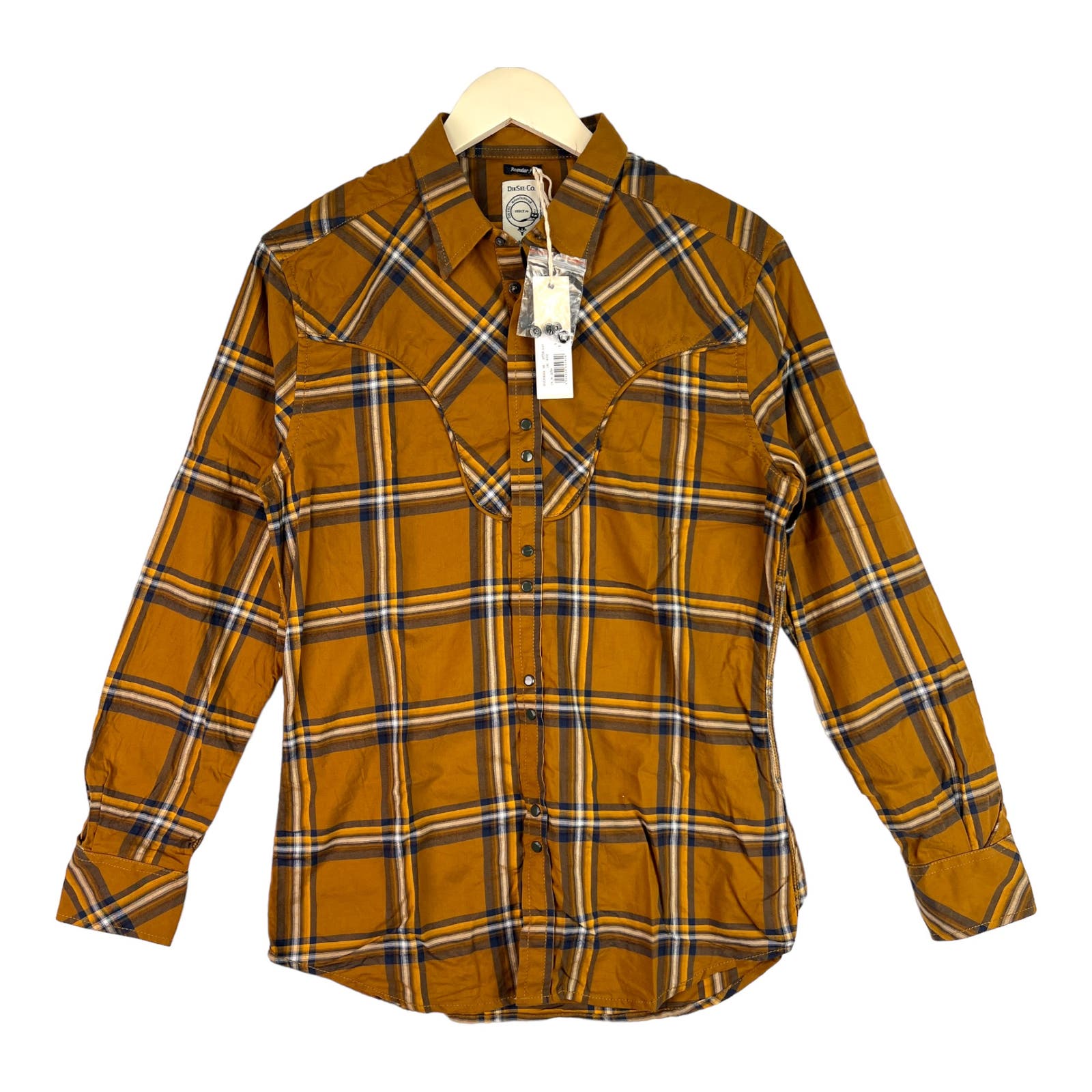 Diesel Men Brown Plaid Long Sleeve US S Button Down US S