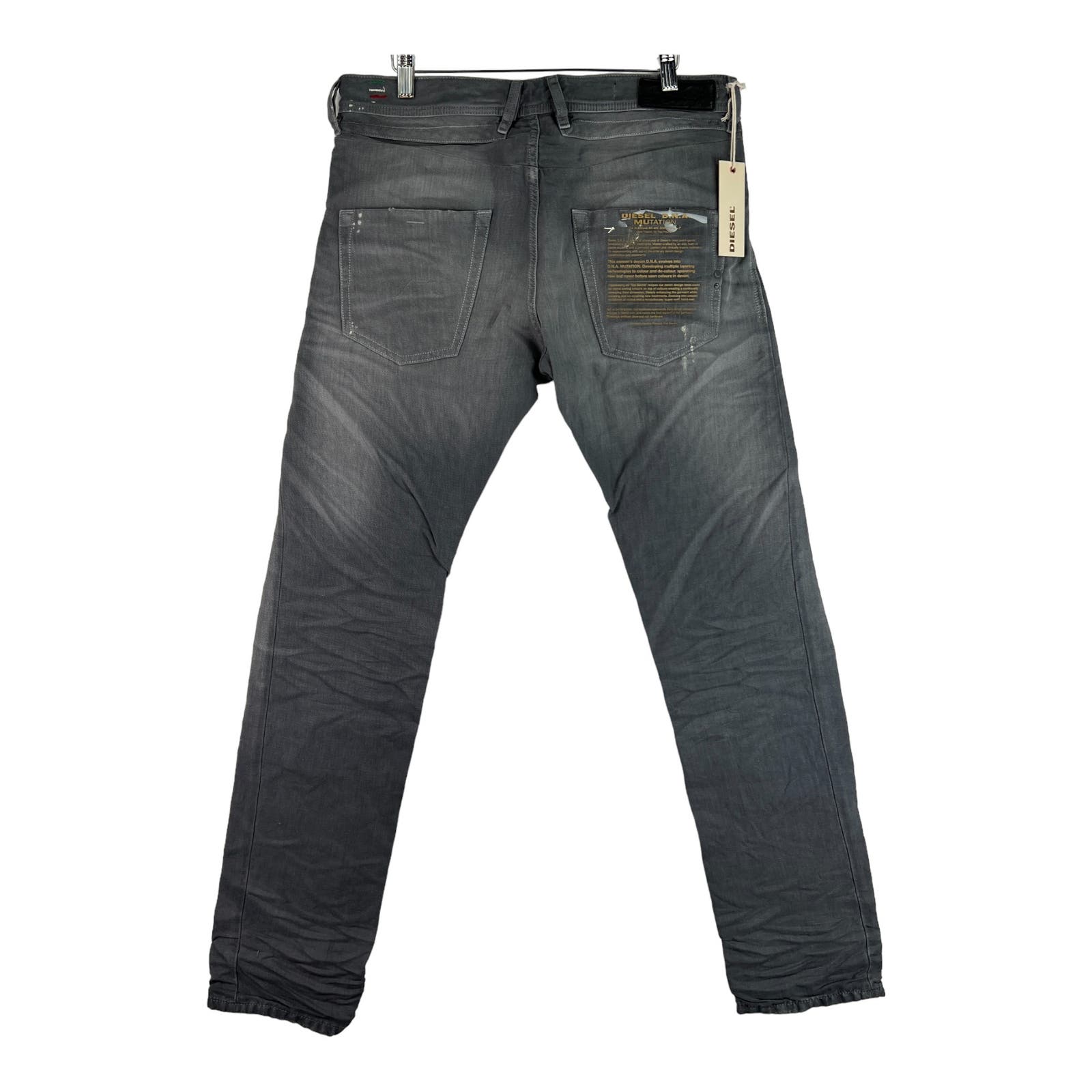 Diesel Men Grey Jeans Slim Fit US 27 Buttons Linen Cotton