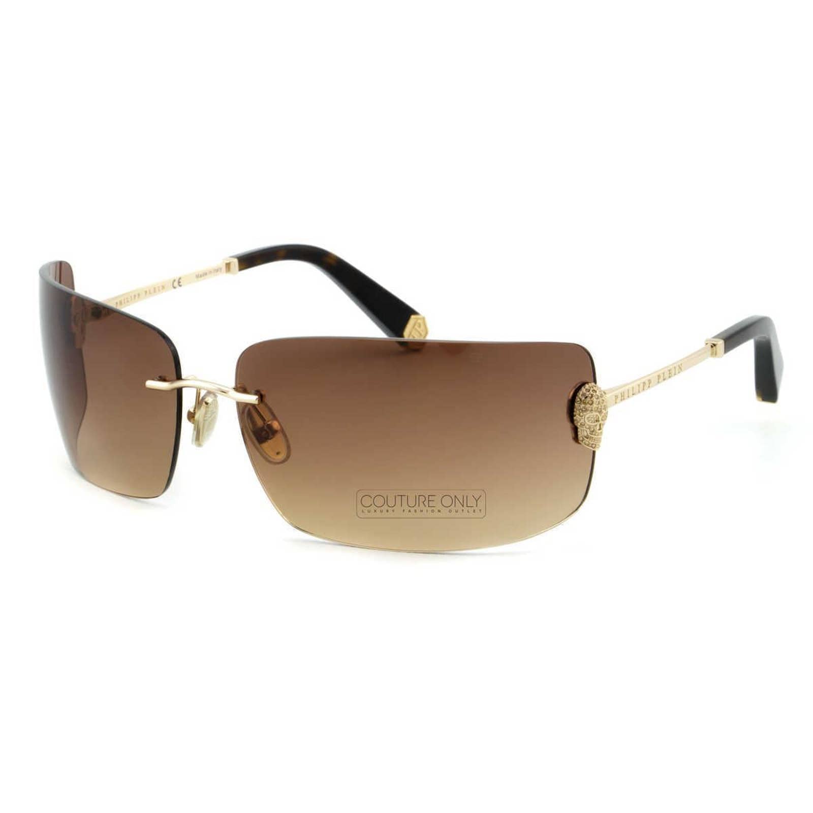 Women Titanium Rimless Brown Sunglasses SPP027S-300Y