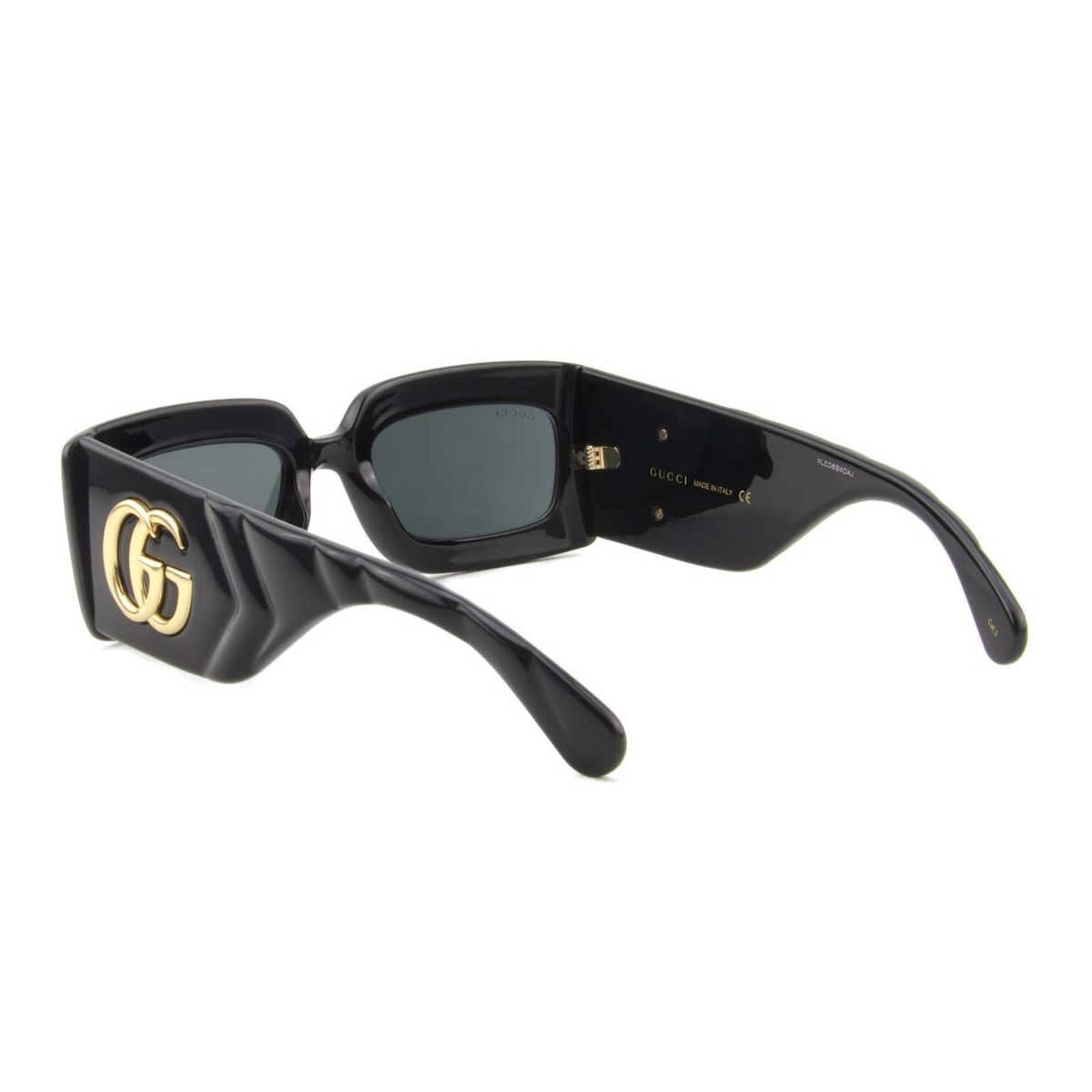 Gucci Black Rectangular Sunglasses GG0811S-001 Gold GG