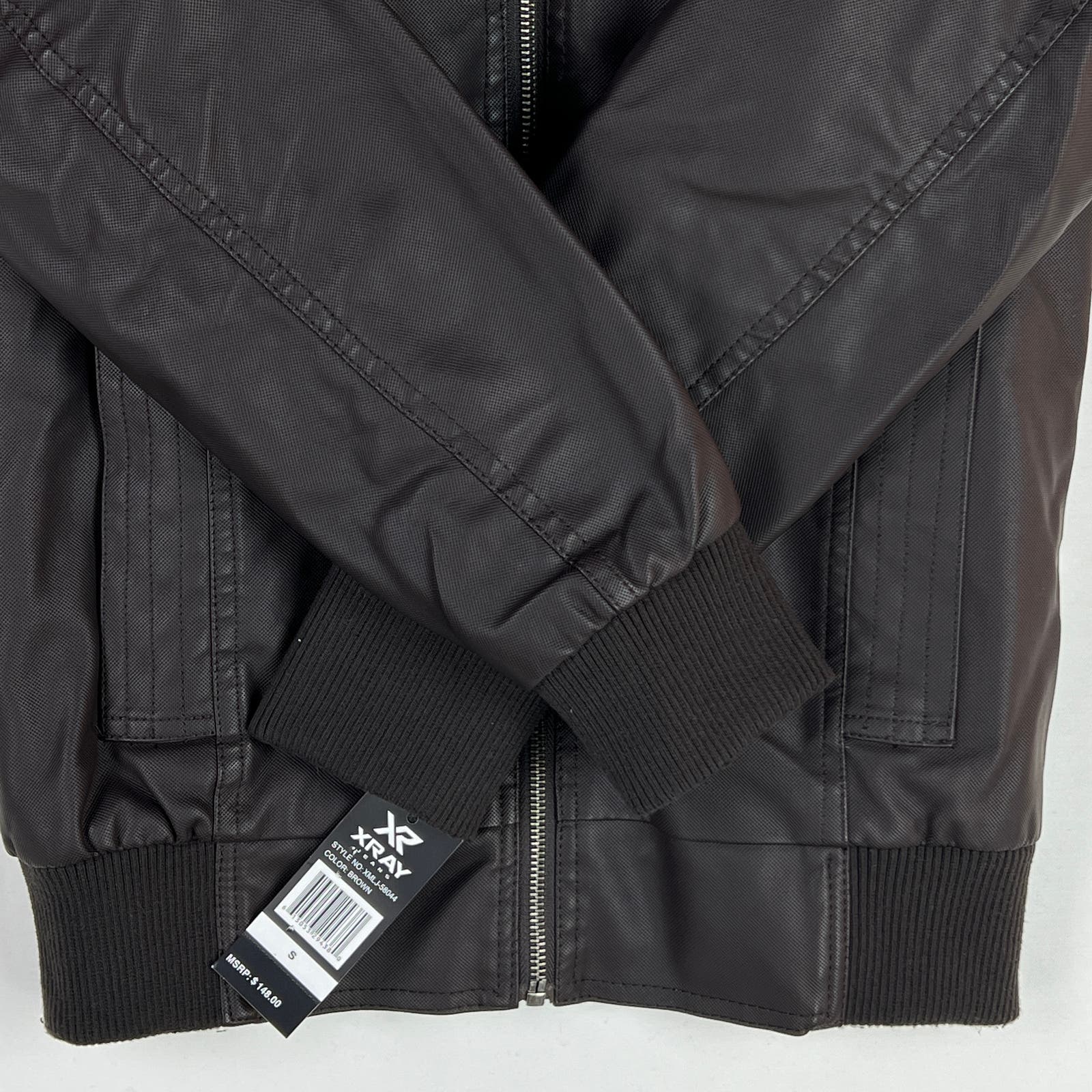 XRAY Jeans Men US S Brown Faux PU Leather Biker Jacket
