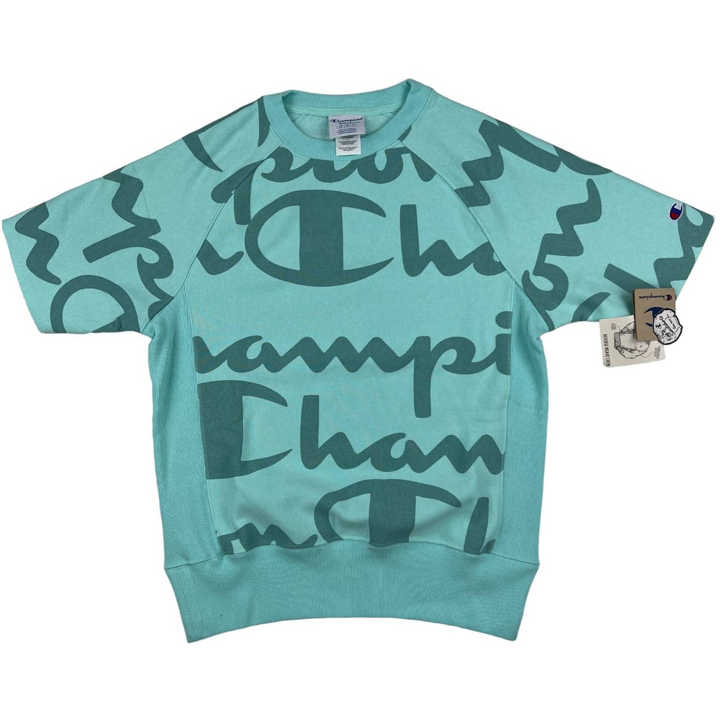 Champion Men Turquoise Blue Sweatshirt US XS Short Sleeve Crew Neck