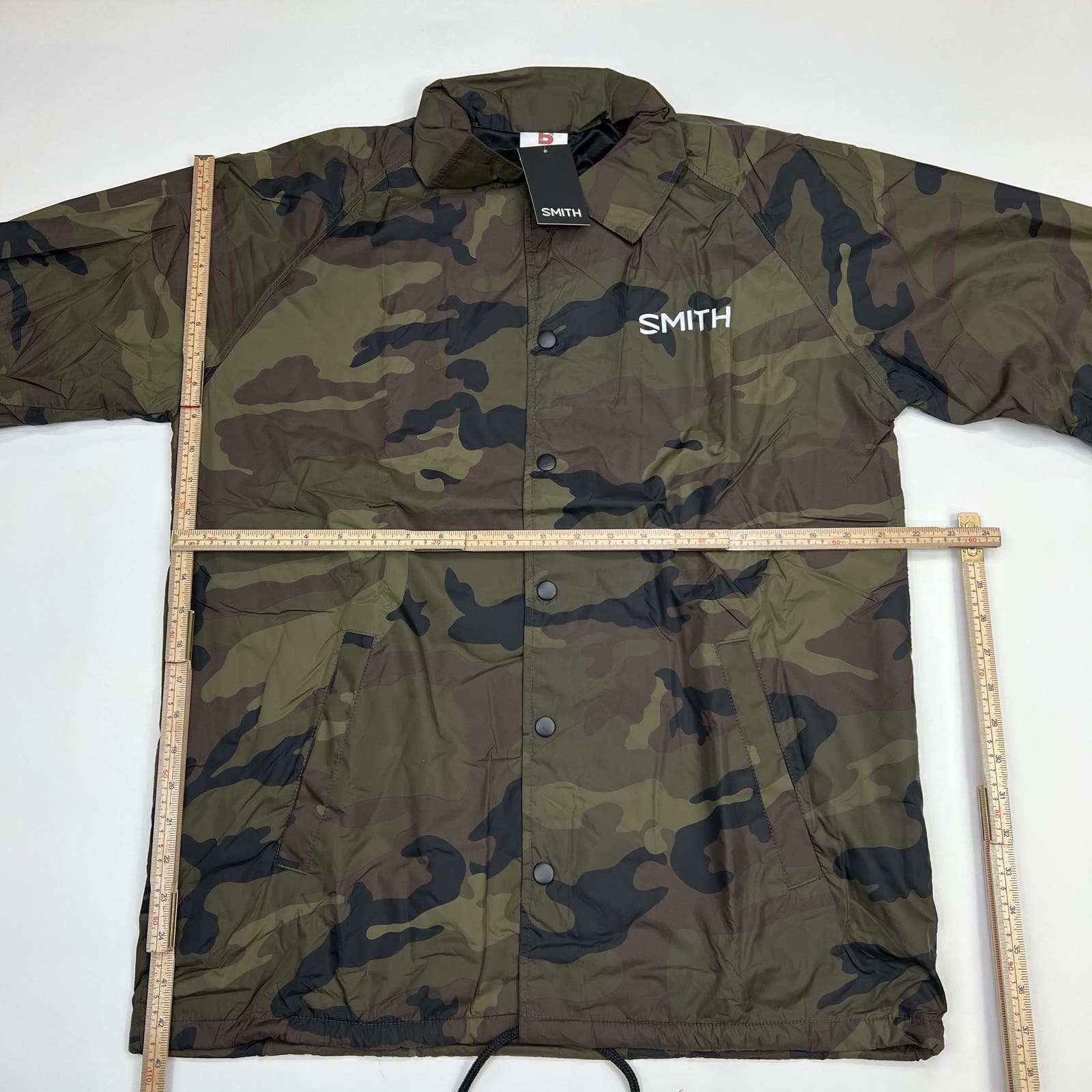 Smith Men Coaches Jacket US M Snap Front Olive Camo Windbreaker Beimar