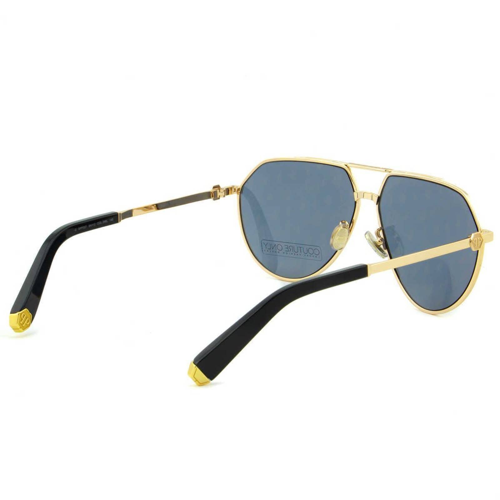 Skull Men Gold Monogram Aviator Sunglasses SPP007M-349L