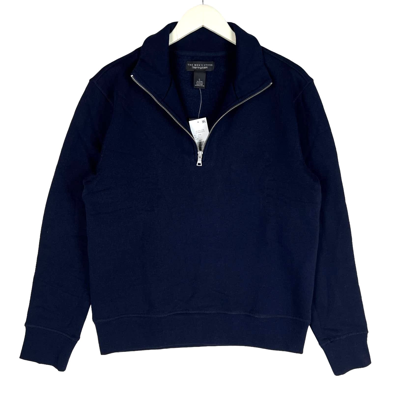 Bloomingdale's Factory Men Navy Sweater US L Half Zip Fleece