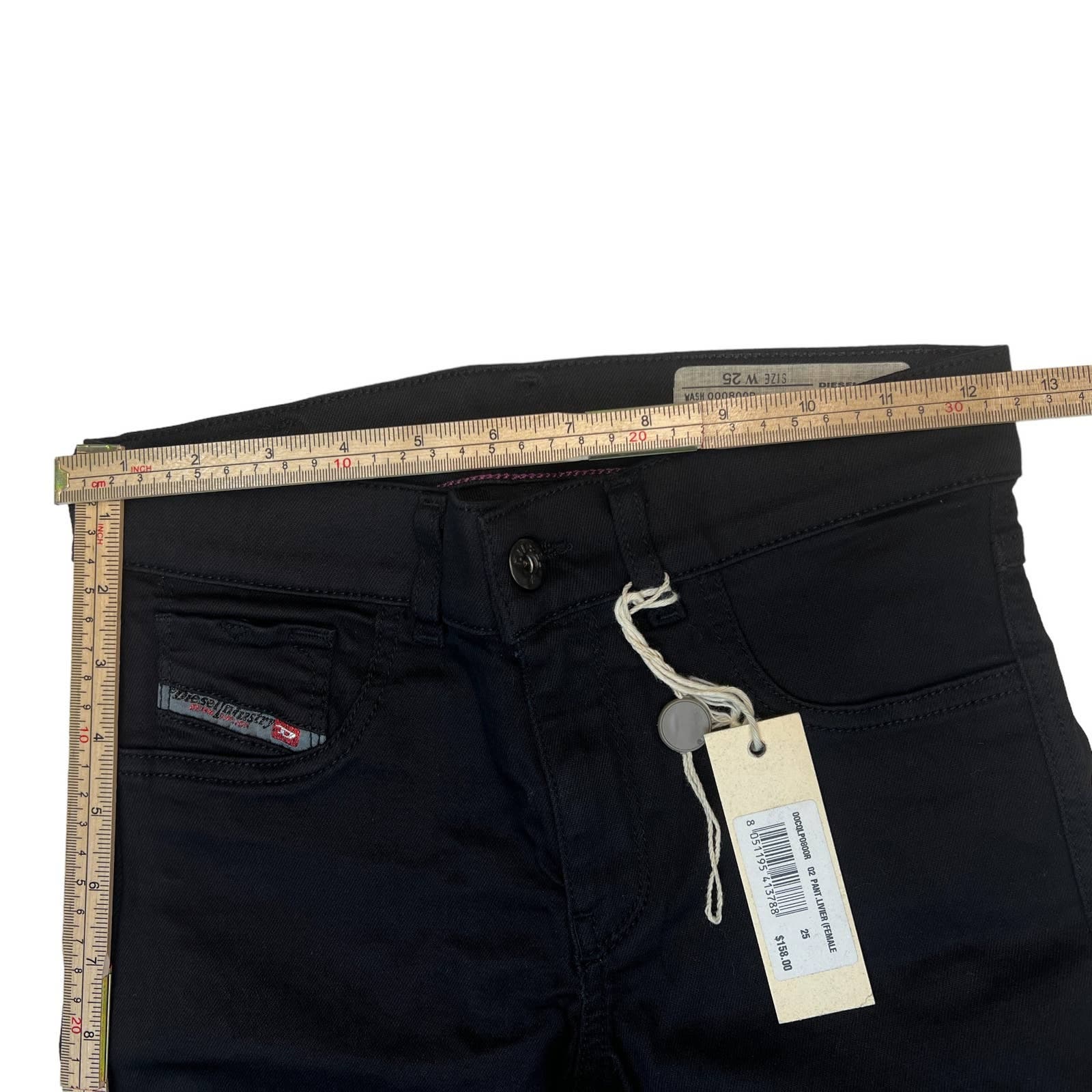 Diesel Livier Women Black Stretch Pants US 25 Super Slim Leggings