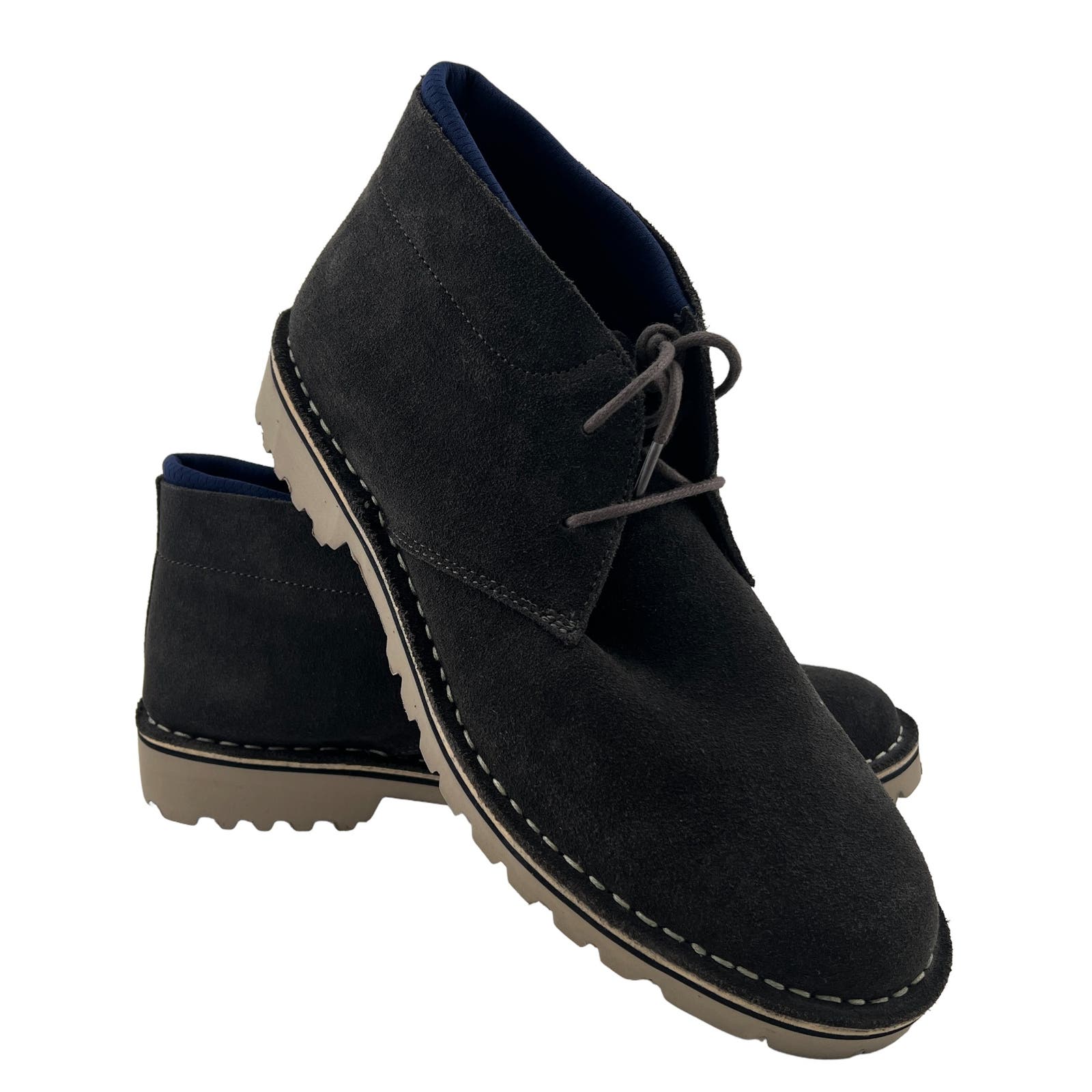 Kenneth Cole Reaction Men 12 US Leather Chukka Boots Dark Grey Shoes