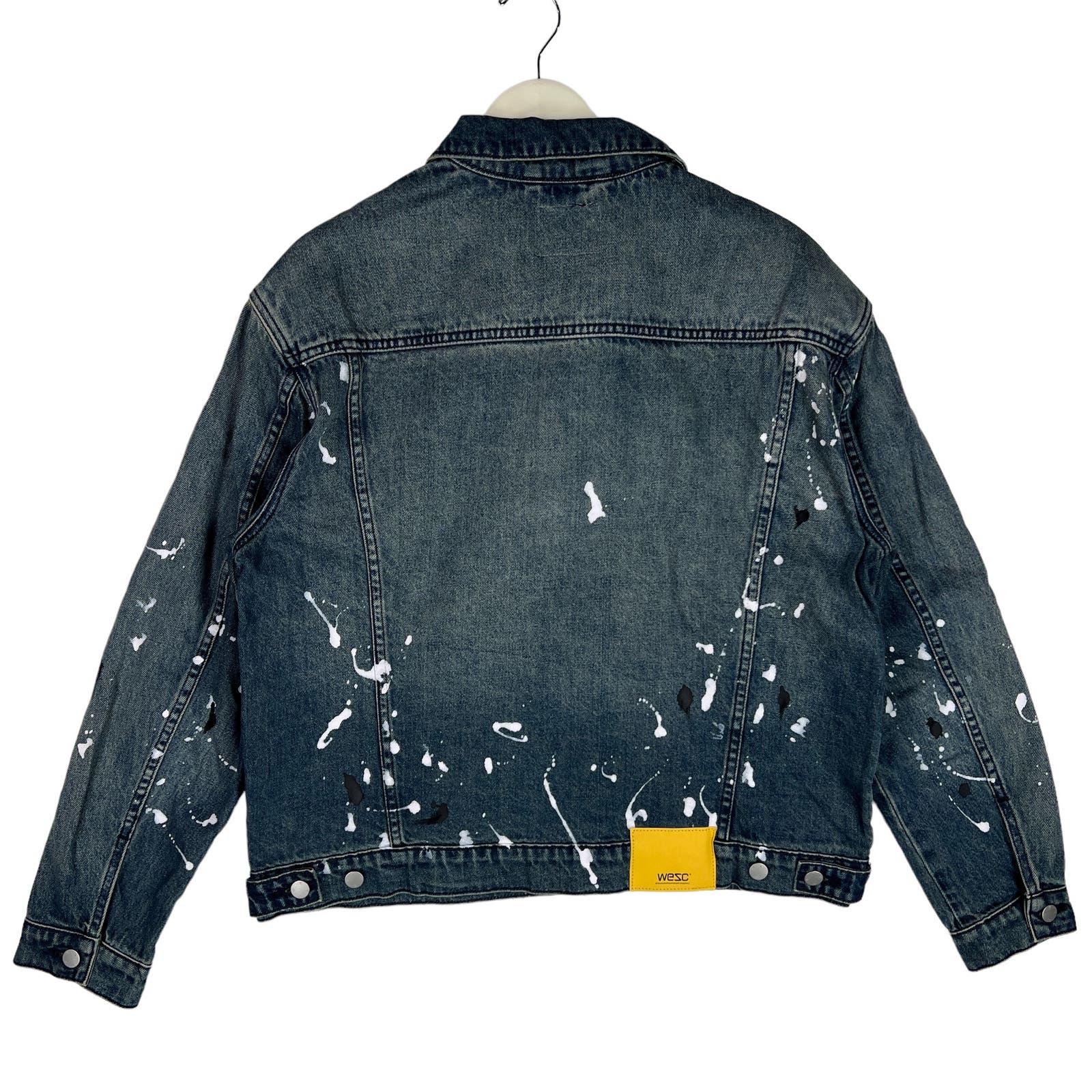 WeSC Unisex Jacket US M Men / US L Women White Paint Splatter Blue Denim