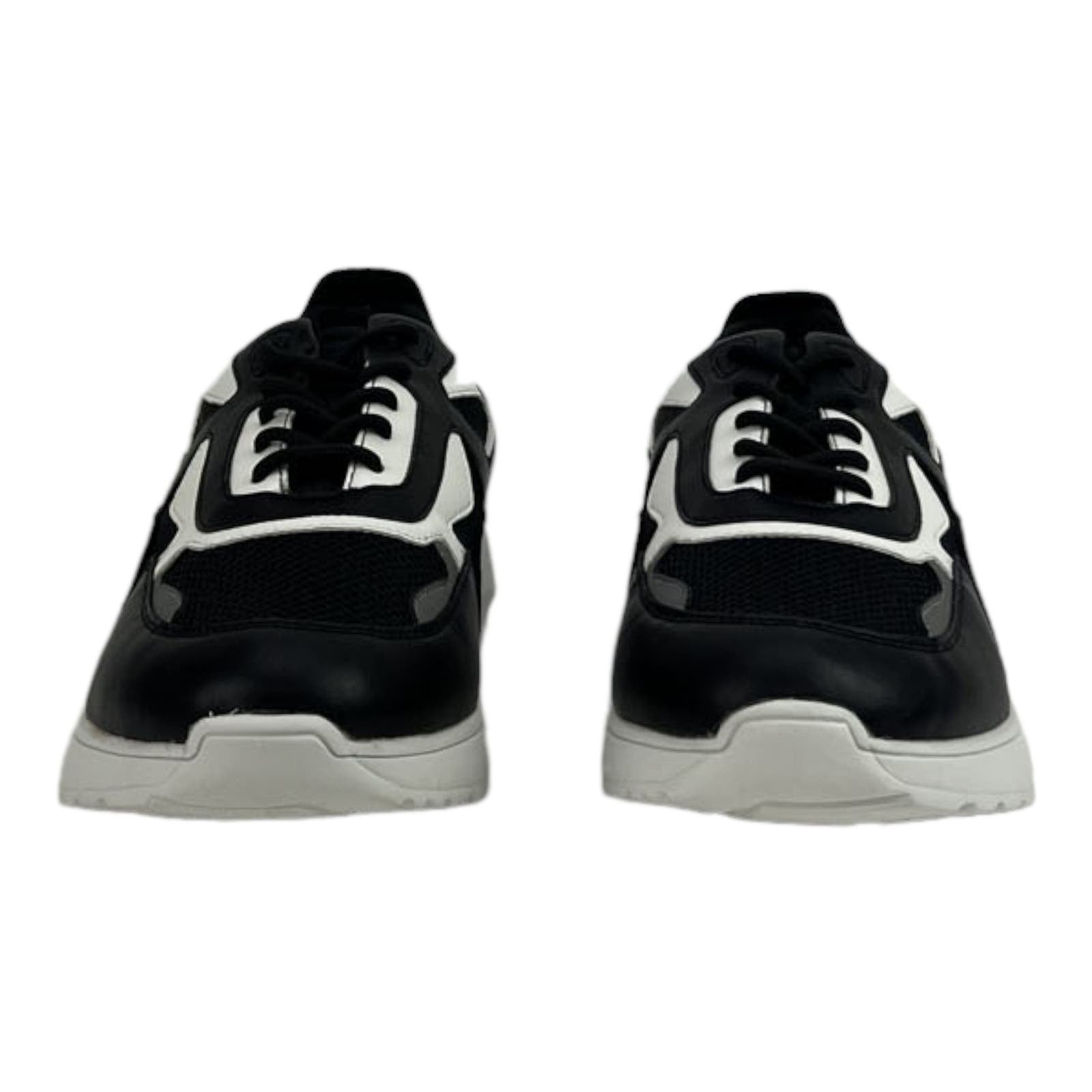 Kingside Men US 9.5 Phillip Black White Athletic Tetoron Laces Moc-Toe Shoes