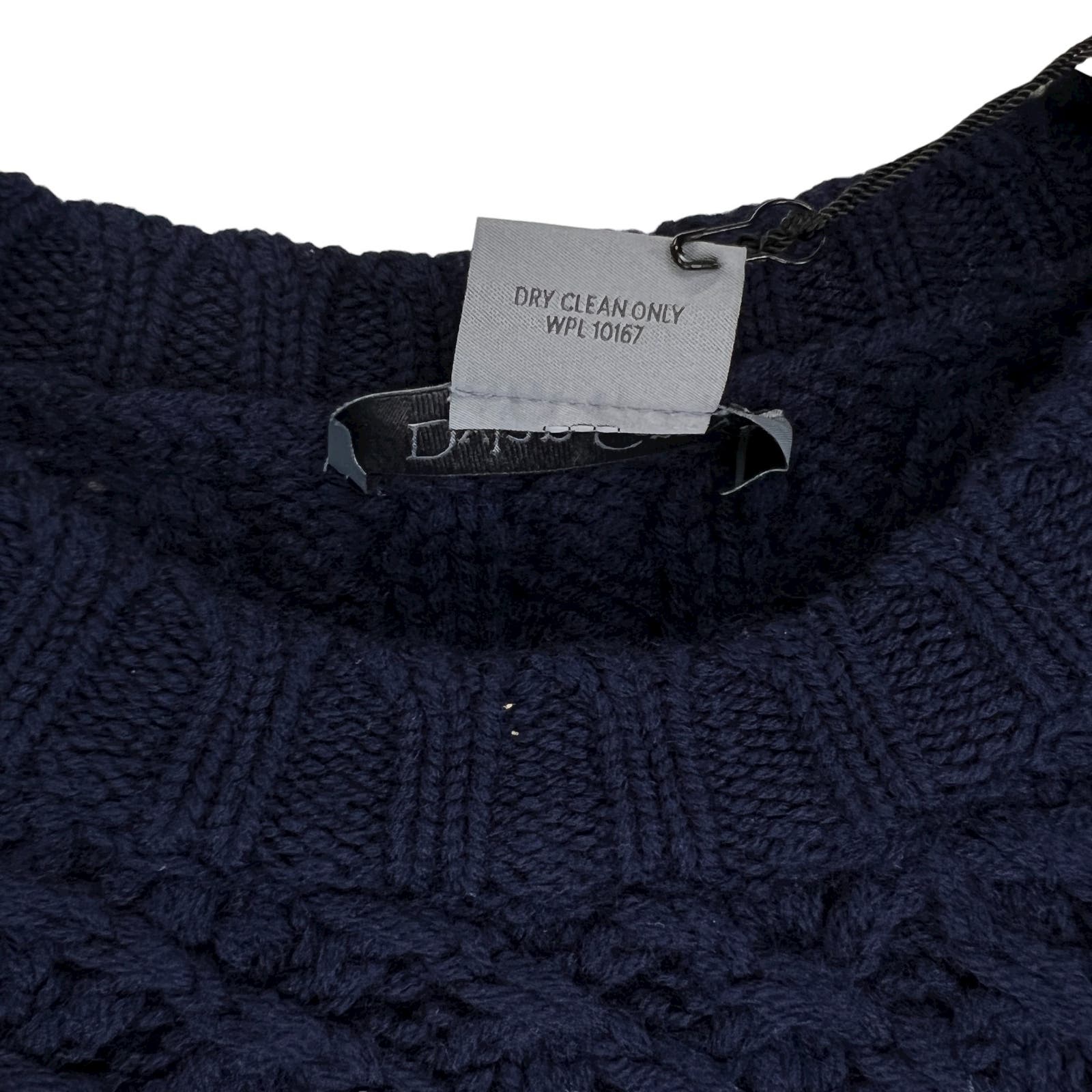 Dylan Gray Men Navy Merino Wool US S Sweater Cabled Yoke