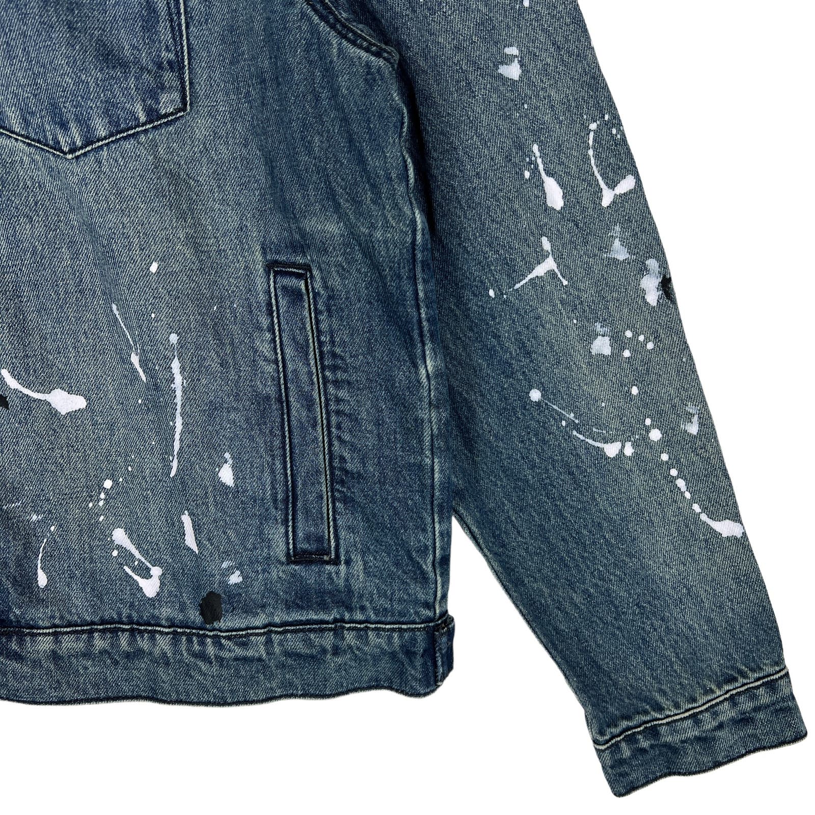 WeSC Unisex Jacket US M Men / US L Women White Paint Splatter Blue Denim