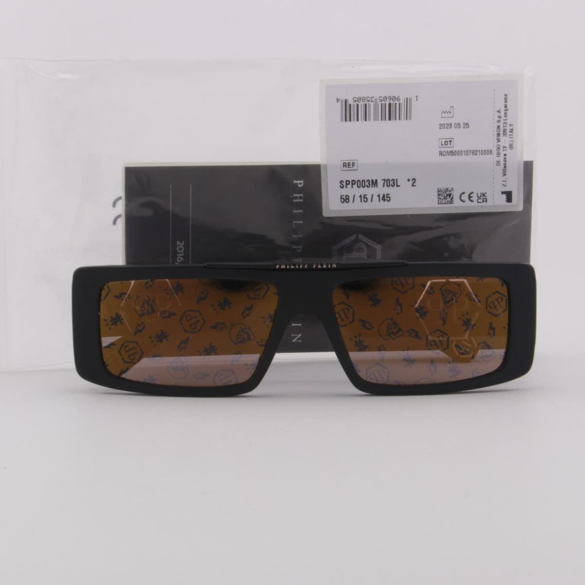 Men Sunglasses Slim Rectangular SPP003M-703L Monogram Lens