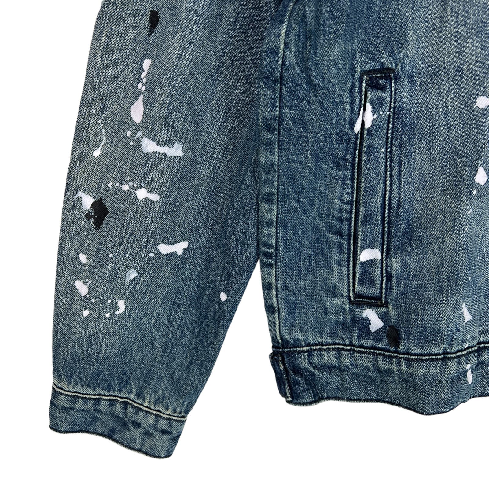 WeSC Unisex Jacket US M Men / US L Women White Paint Splatter Blue Denim