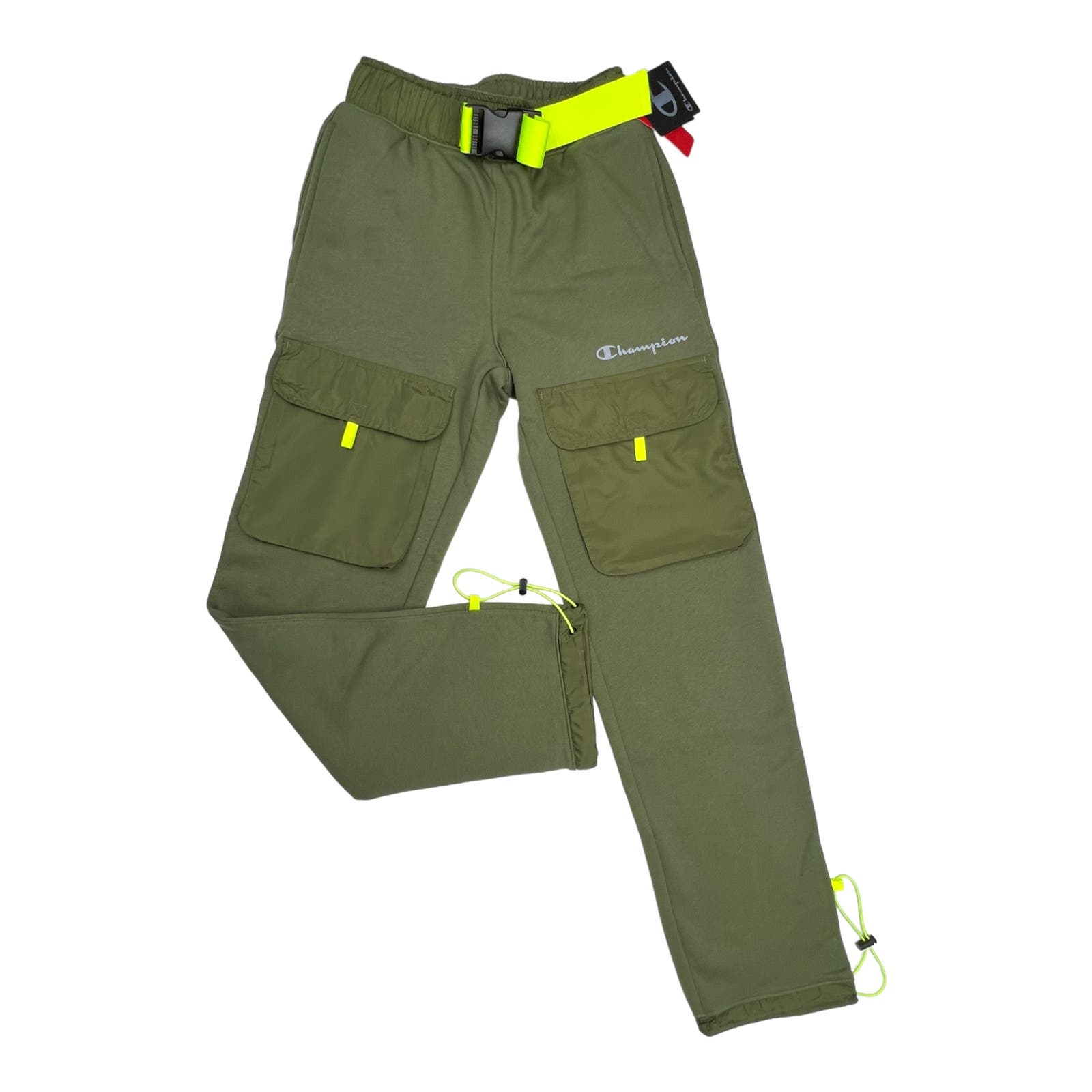 Champion Men Olive Pants US XS Patch Pockets Joggers