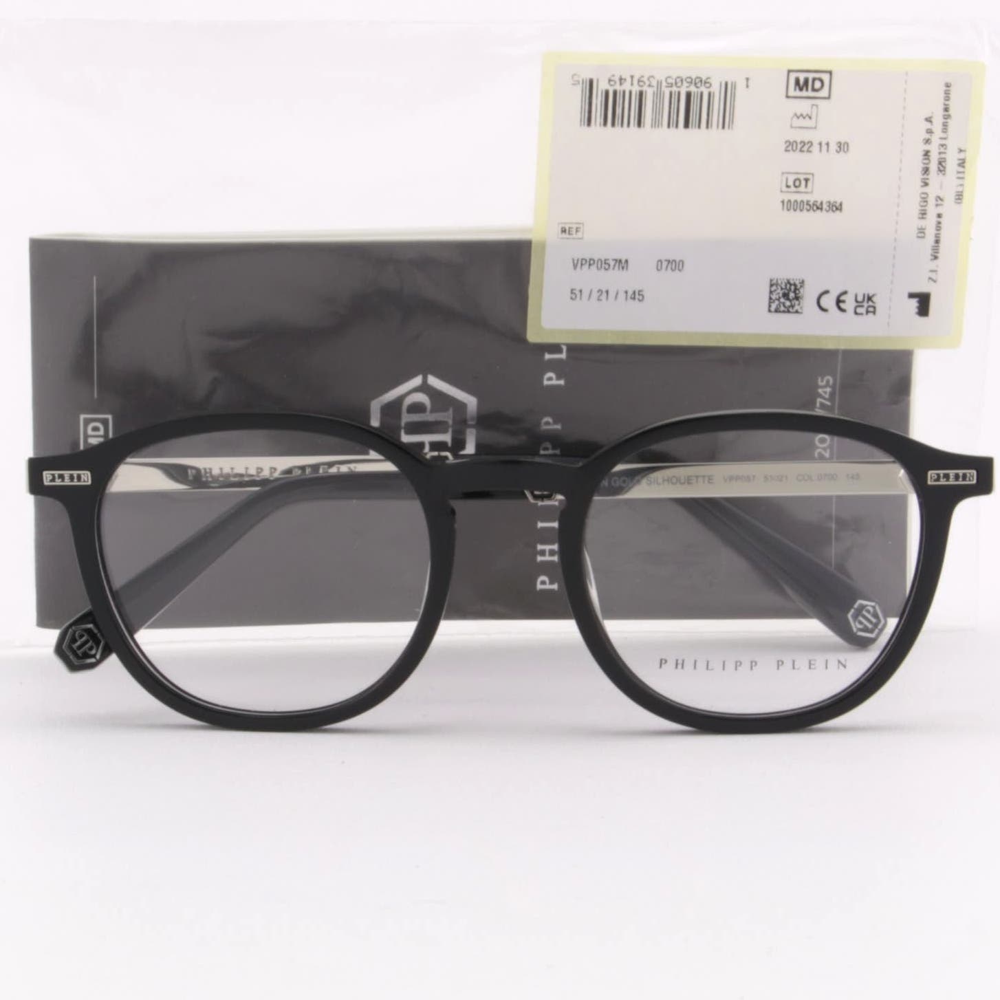 Men Panthos Glasses VPP057M-0700 Black Optical Frame Clear Lens