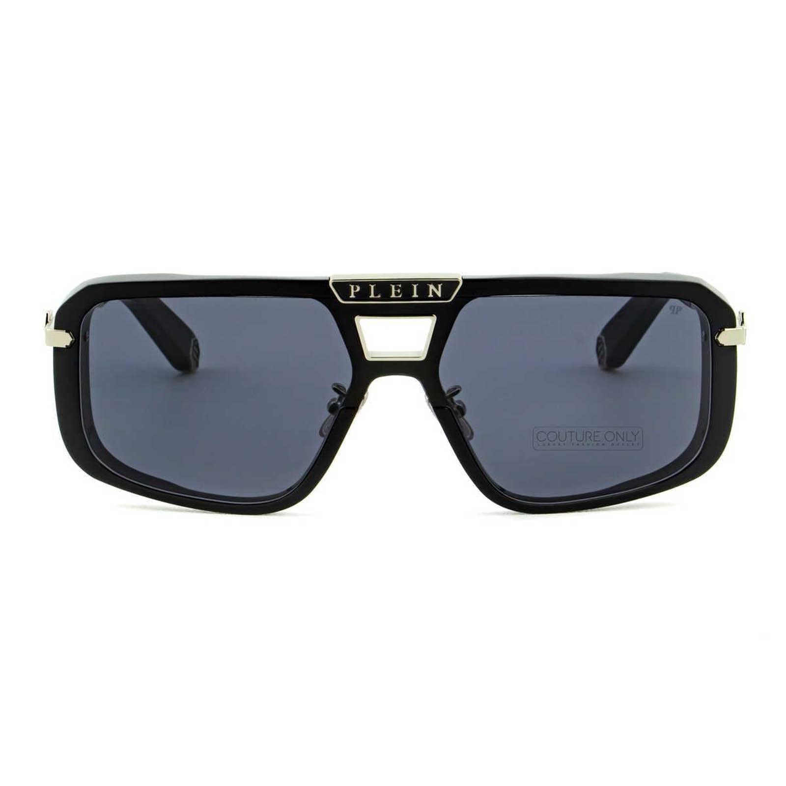 Men Square Shield Black Silver Sunglasses SPP008M-0700