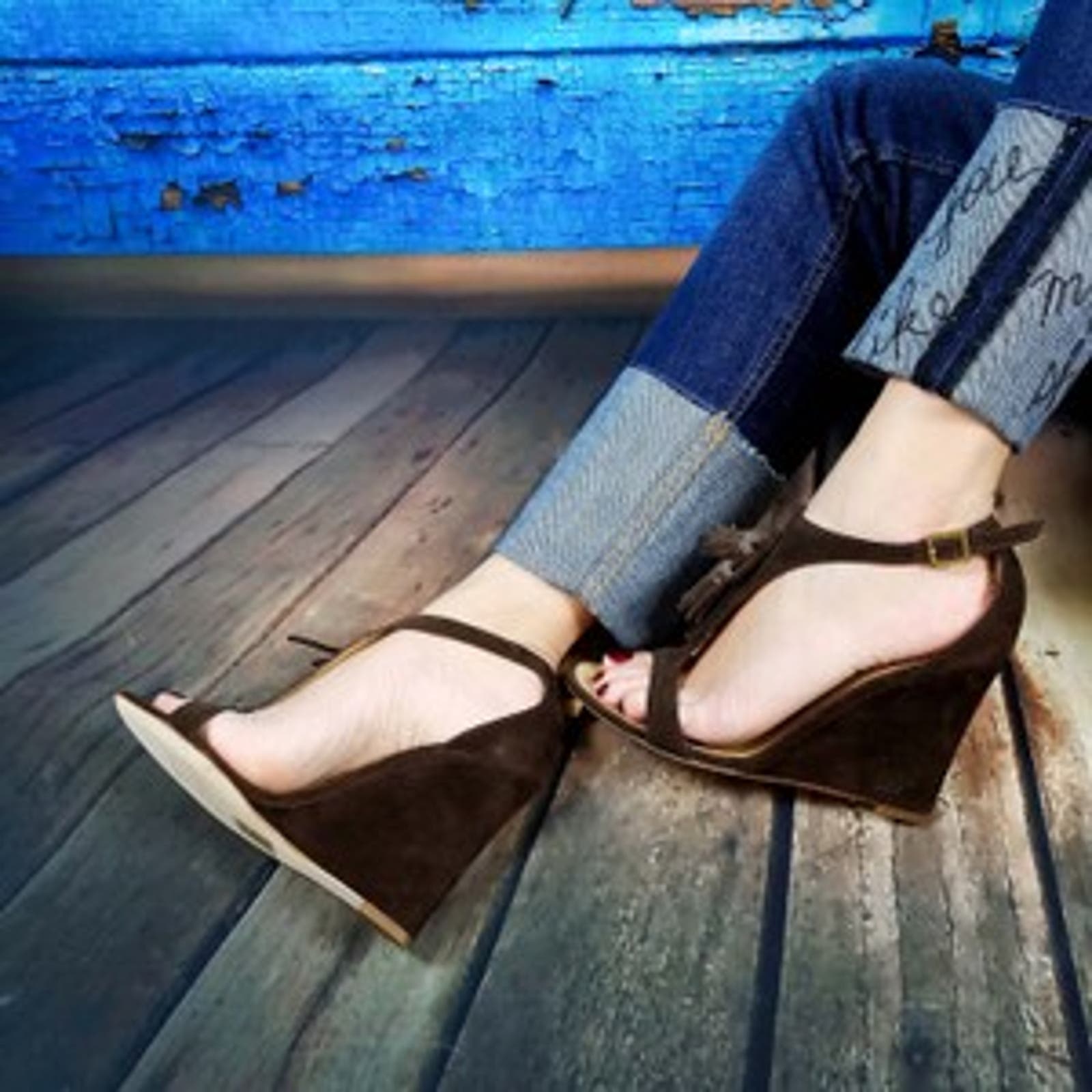 DSQUARED2 Women US 10 Brown Suede High Heels Tassel T-Strap