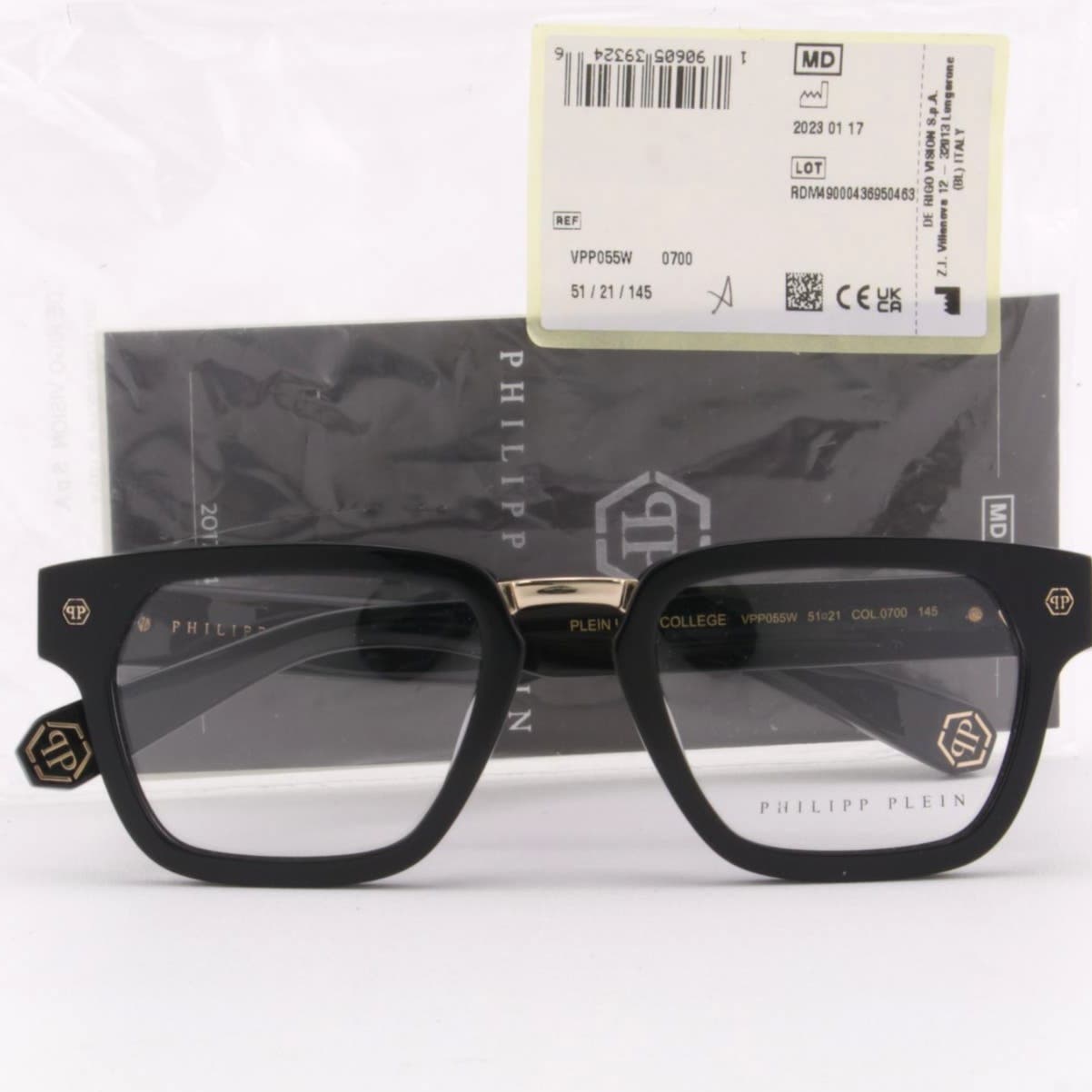 Men Glasses VPP055W-0700 Black & Gold Optical Square Frame