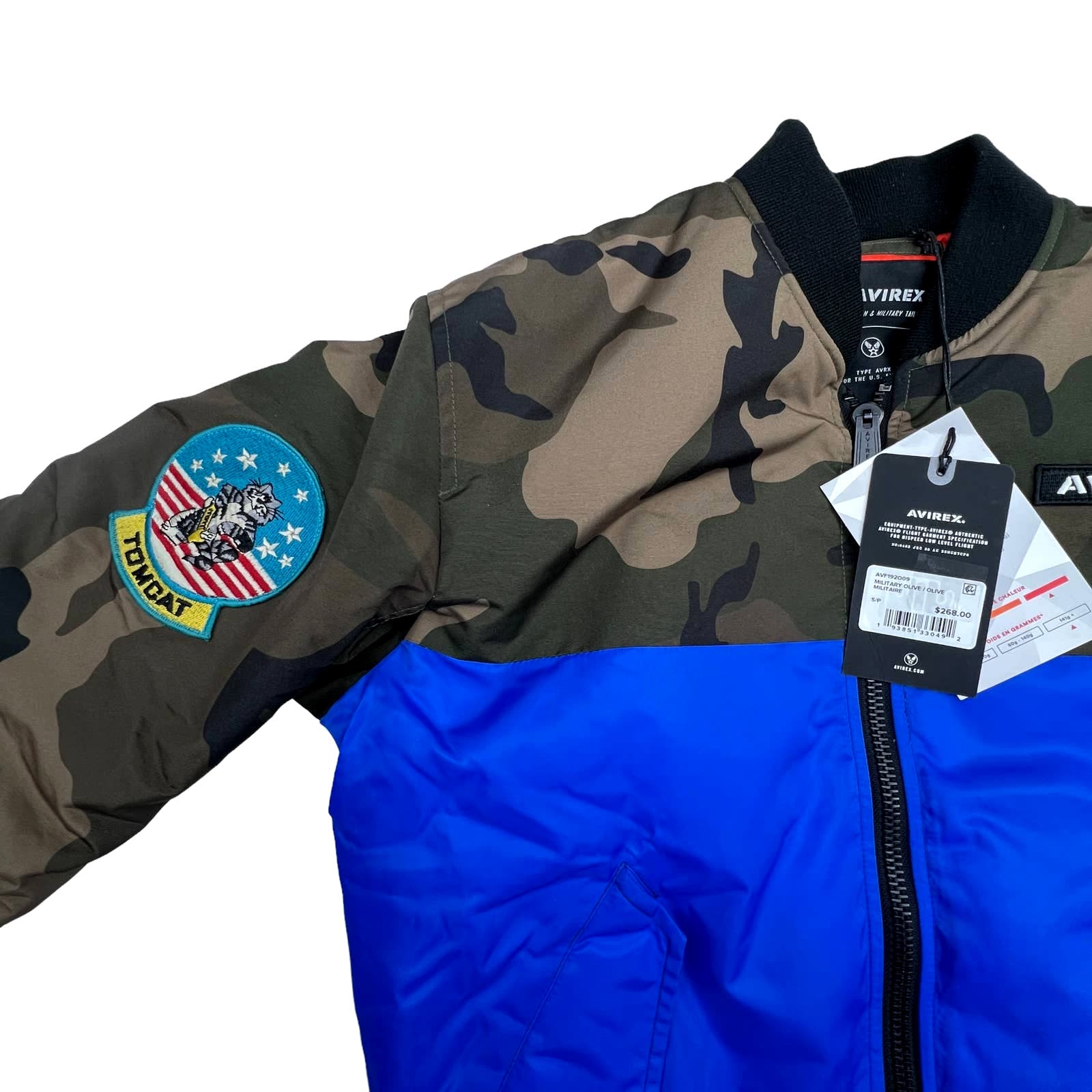 Avirex Men Camo Bomber Jacket US S Military Olive Flight Garment
