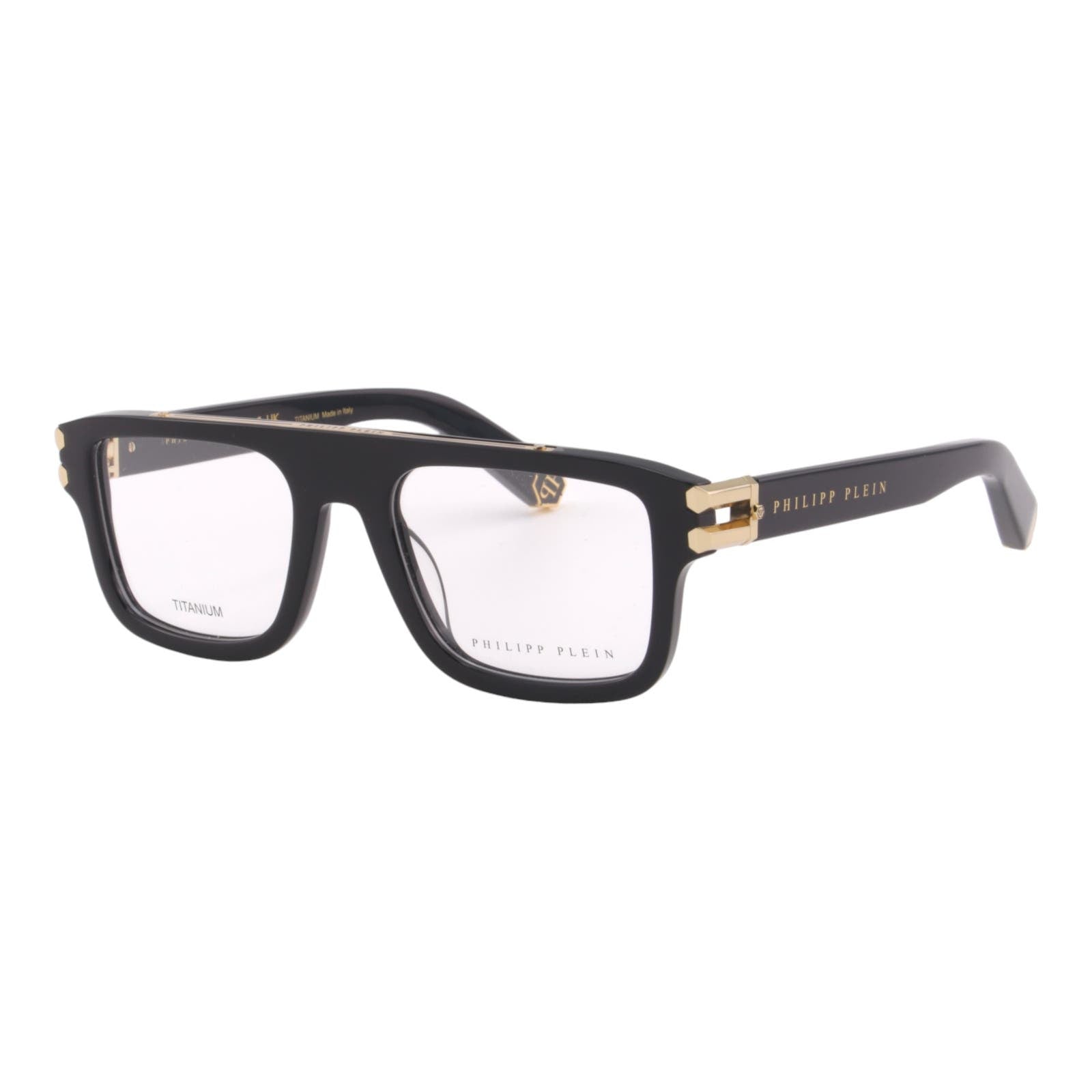 Men Square Glasses VPP021M-0700 Black & Gold Titanium Optical Frame