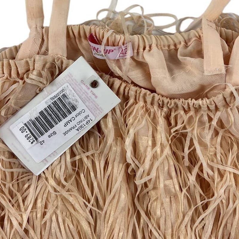 Pin-Up Stars Women Beige US S Fringe Mini Dress