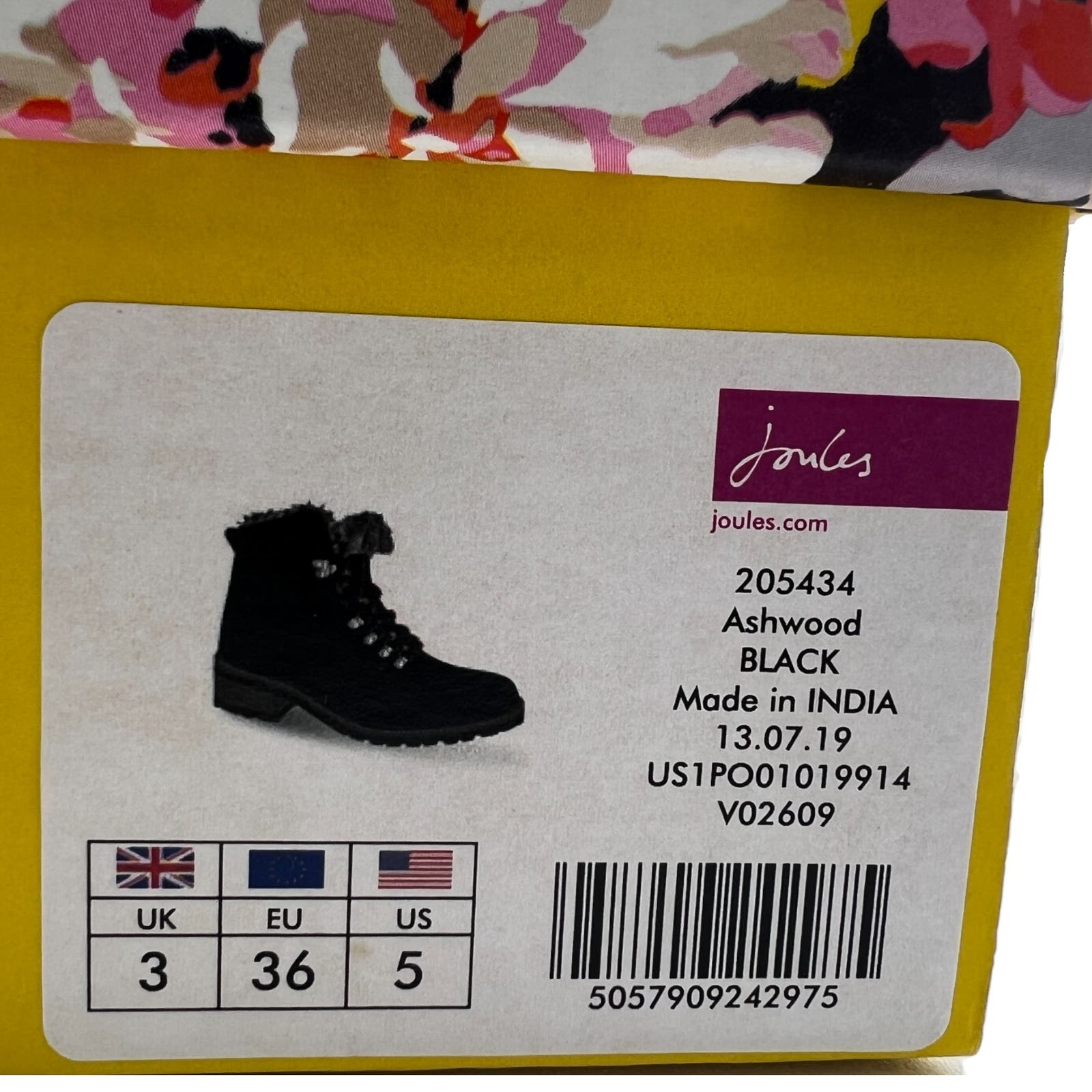 Joules Women US 5 Black Leather Faux Fur Hiking Ankle Snow Boots