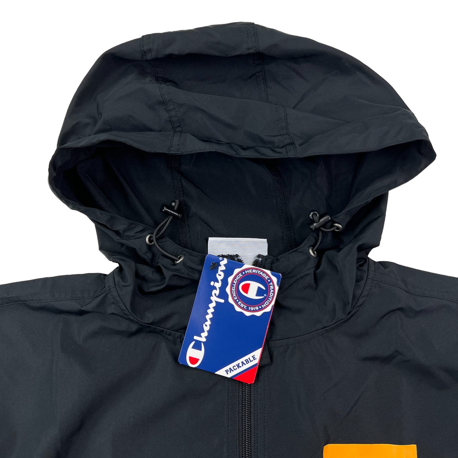 Champion Men Black Jacket US S Lightweight Windbreaker Hood Anorak