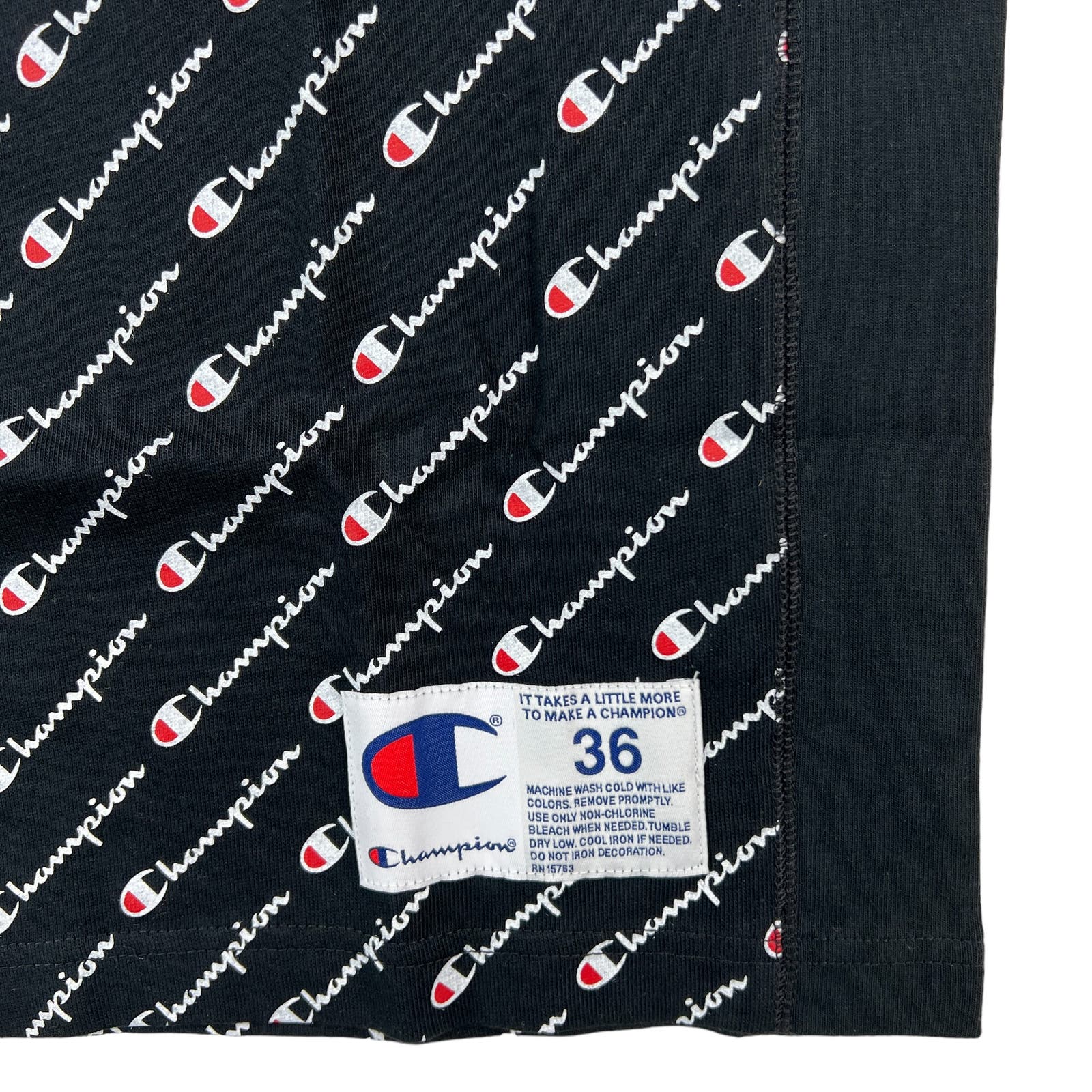 Champion Men Black Polo US S Short Sleeve White Logo Pattern