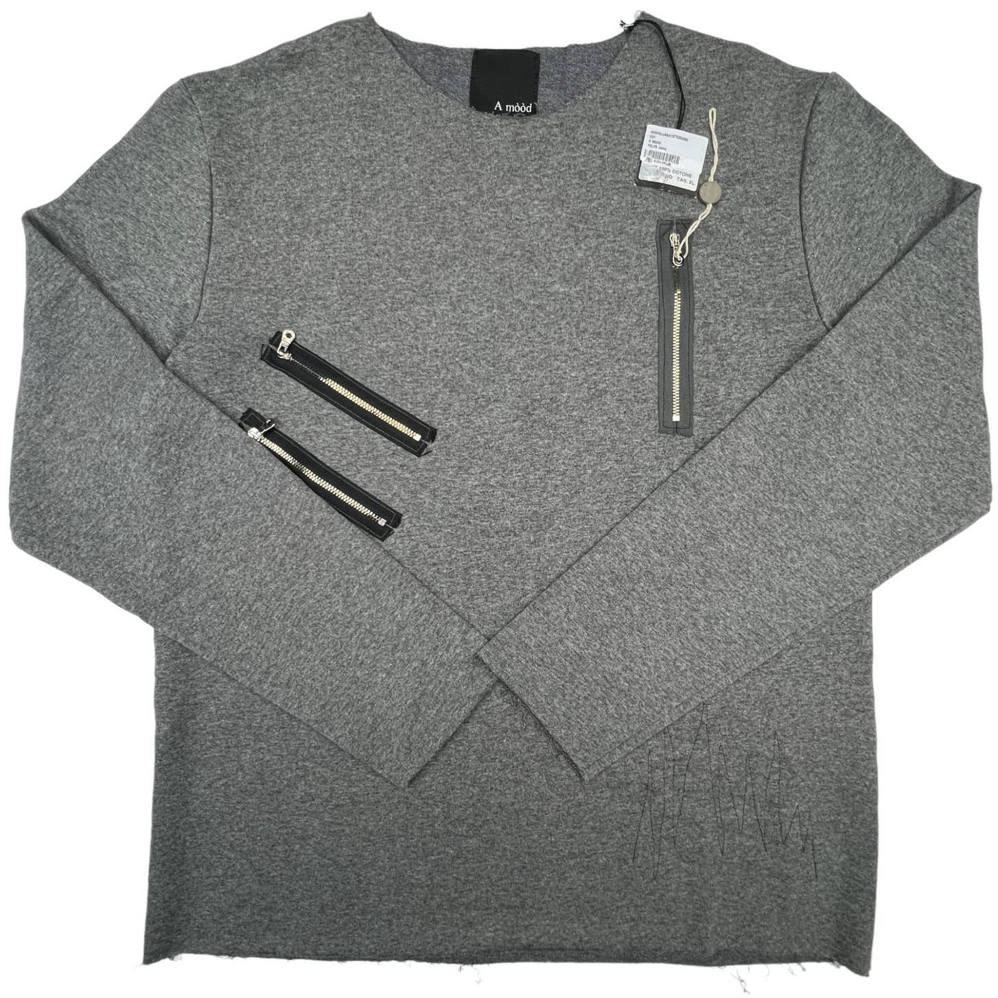 A Mood Women Gray Sweatshirt US XL Crew Neck Long Sleeve