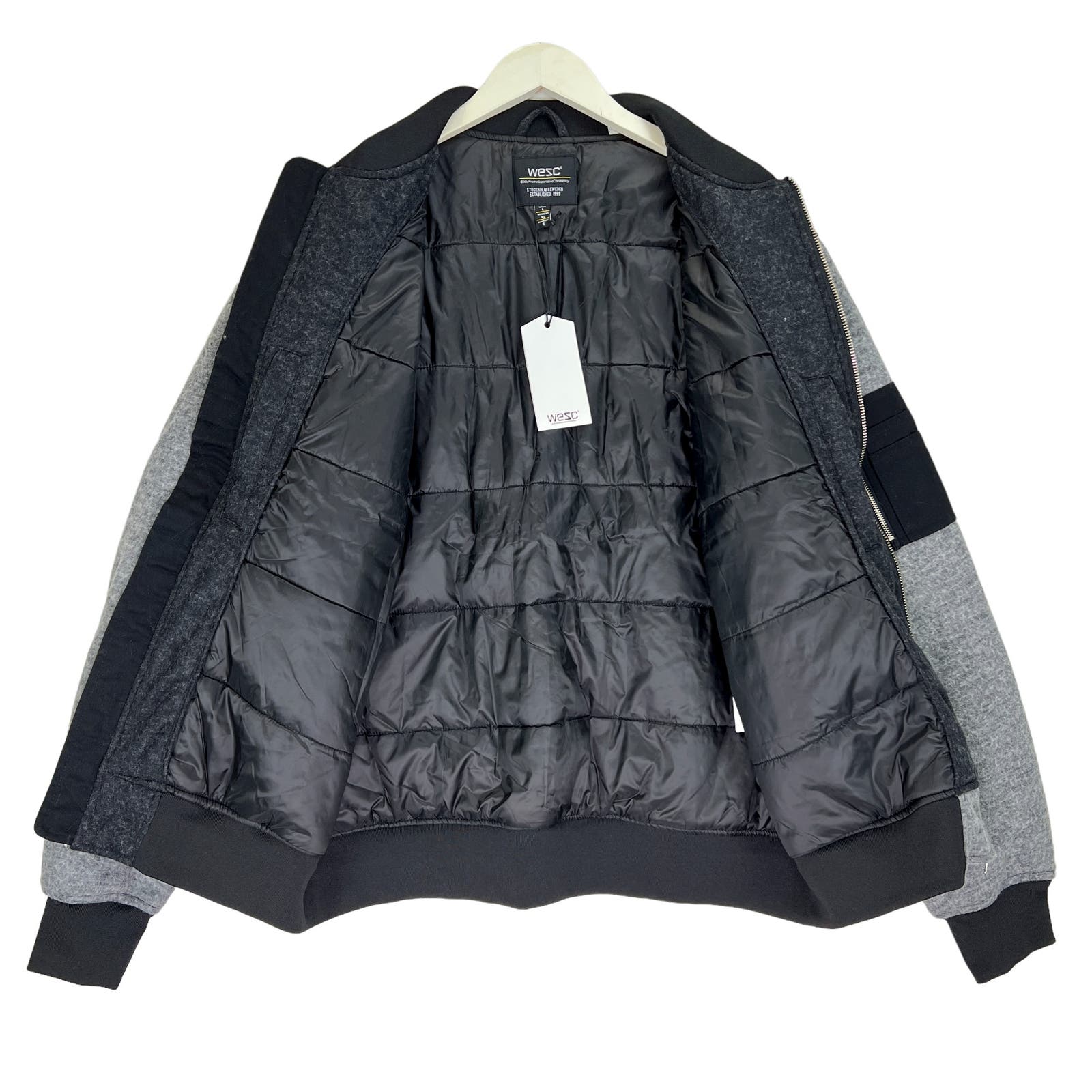 WESC Multi Gray US Men XL / Women XXL Bomber Blocked Flannel Jacket