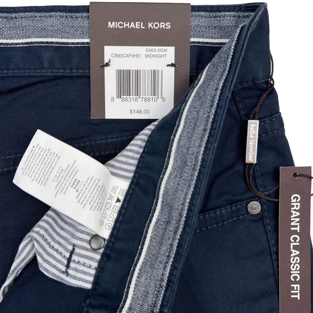 Michael Kors Men Midnight Blue Pants US 34x32 Classic Fit Slim