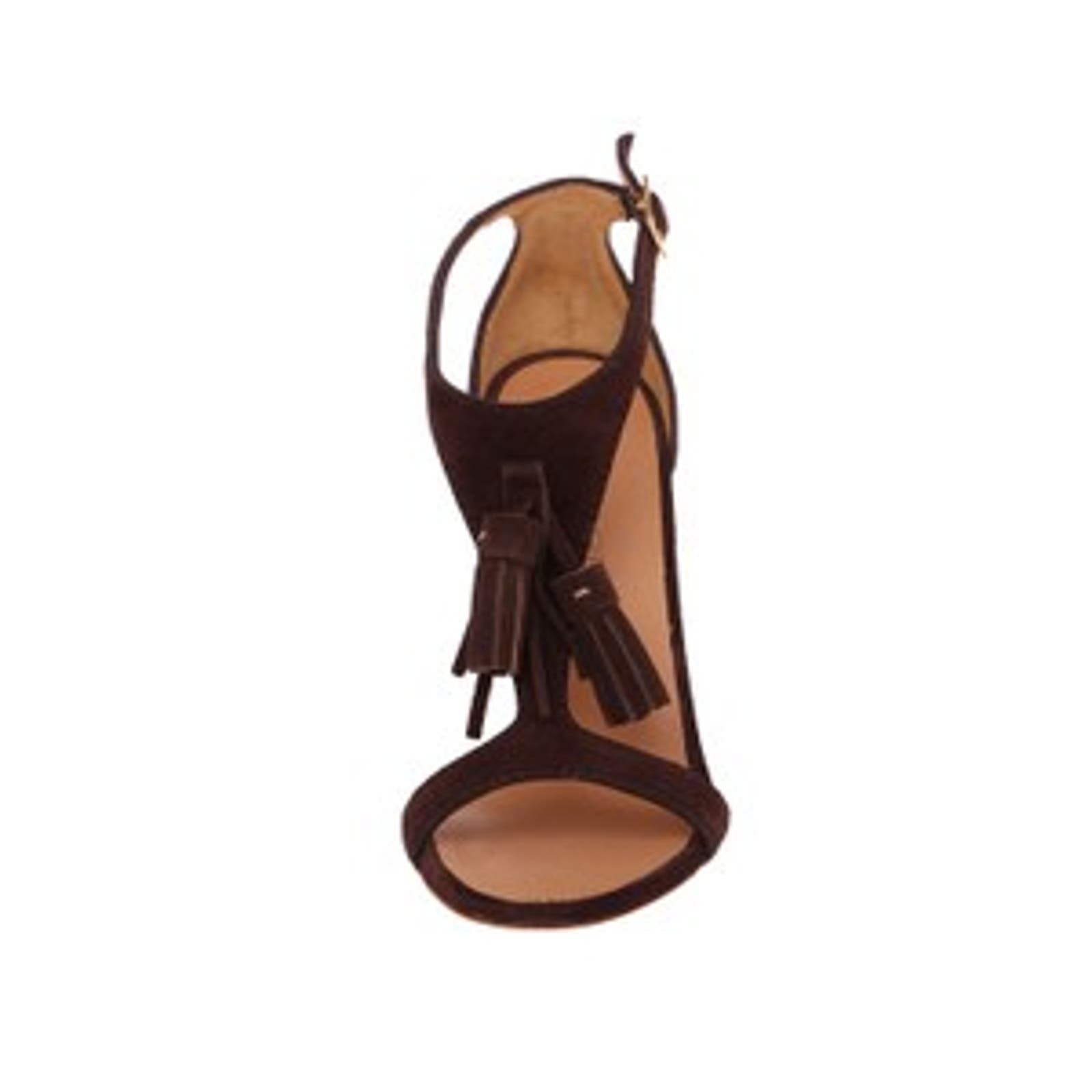 DSQUARED2 Women US 10 Brown Suede High Heels Tassel T-Strap