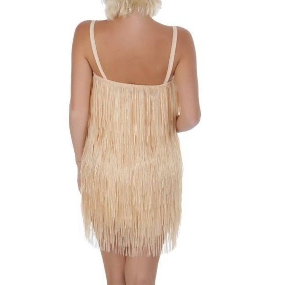 Pin-Up Stars Women Beige US S Fringe Mini Dress