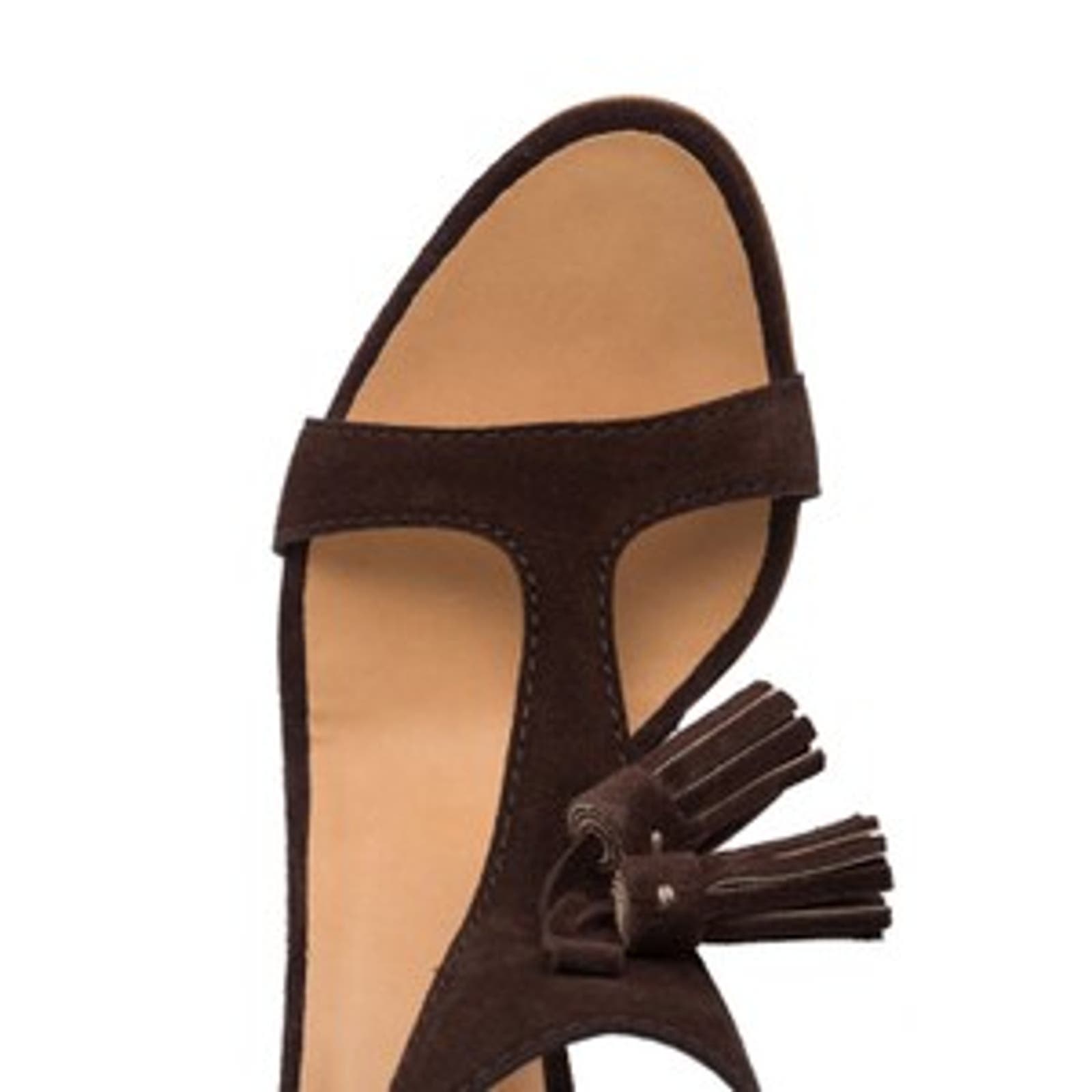 DSQUARED2 Women US 10 Brown Suede High Heels Tassel T-Strap