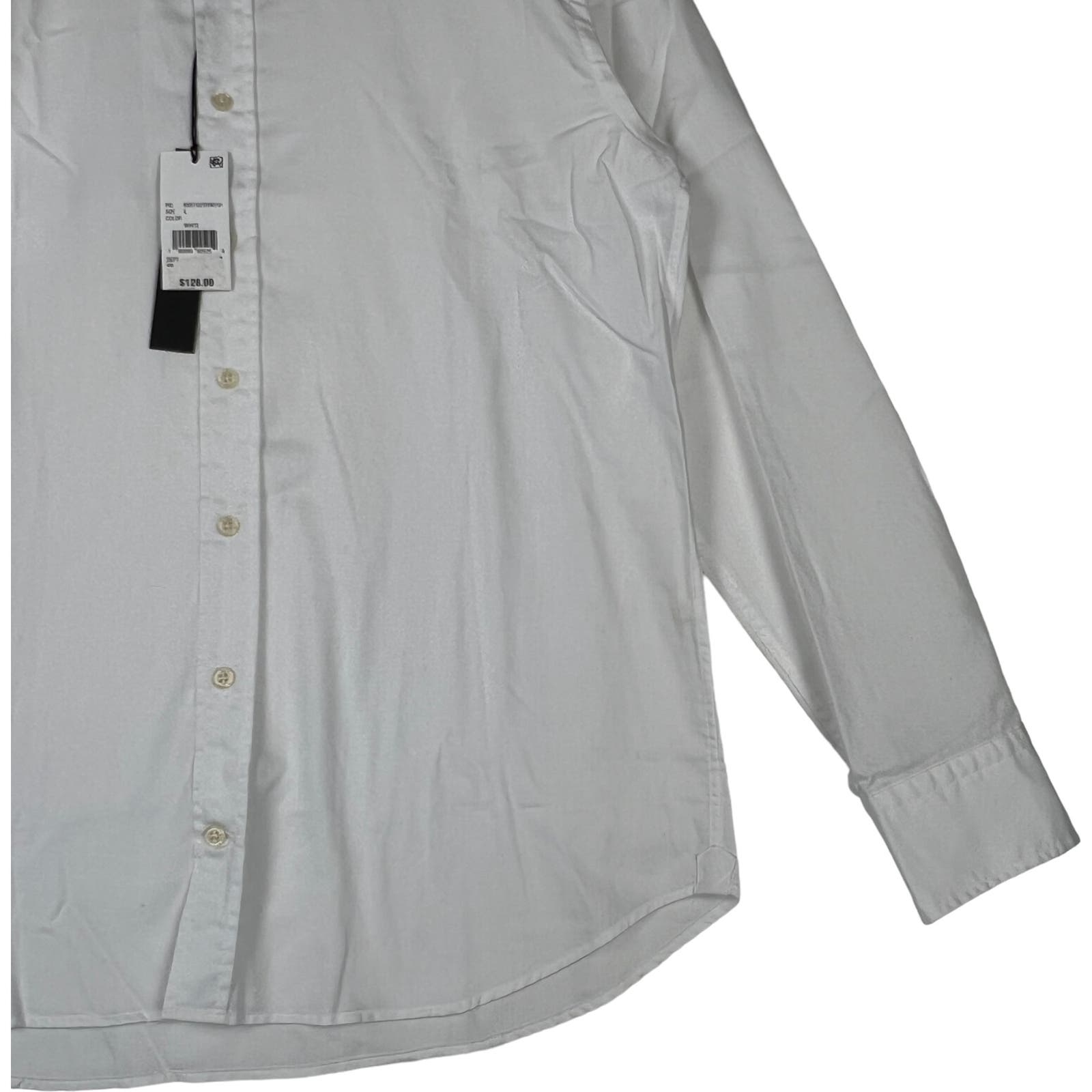 Dylan Gray Men White Cotton Dress US L  Long Sleeve Button-down
